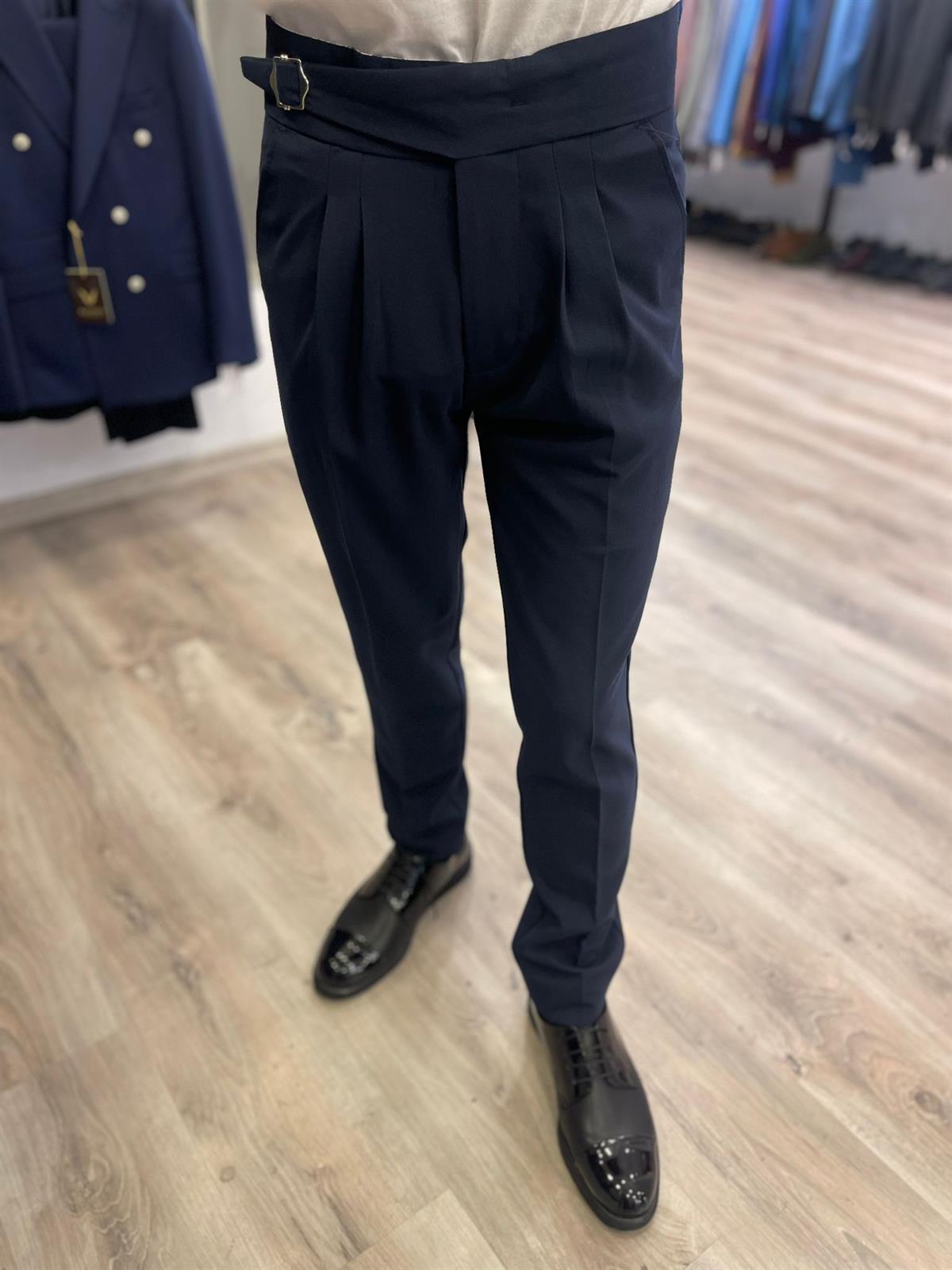 Maserto Slim Fit Lacivert Pantolon Düz Desenli