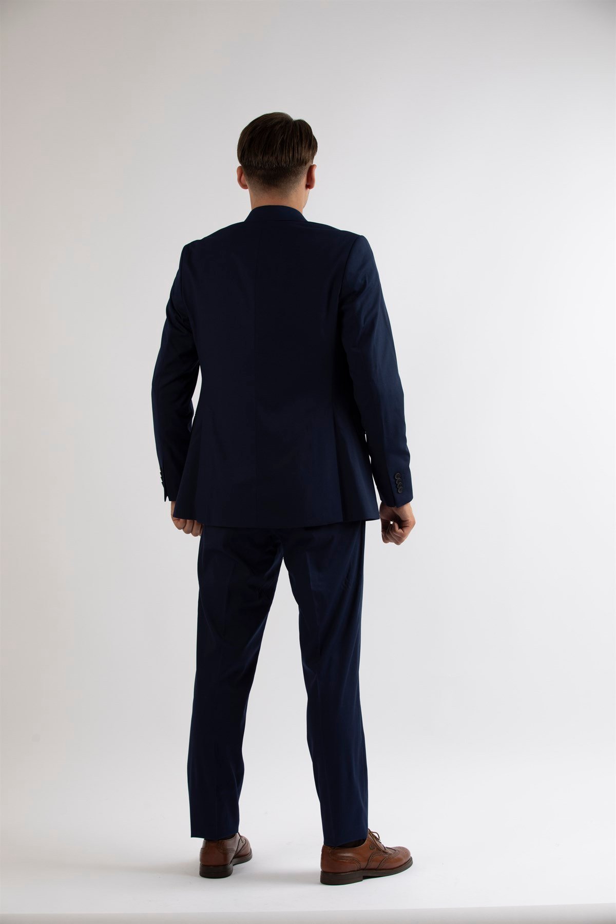 Maserto Slim Fit Lacivert Takım Elbise Düz Desenli