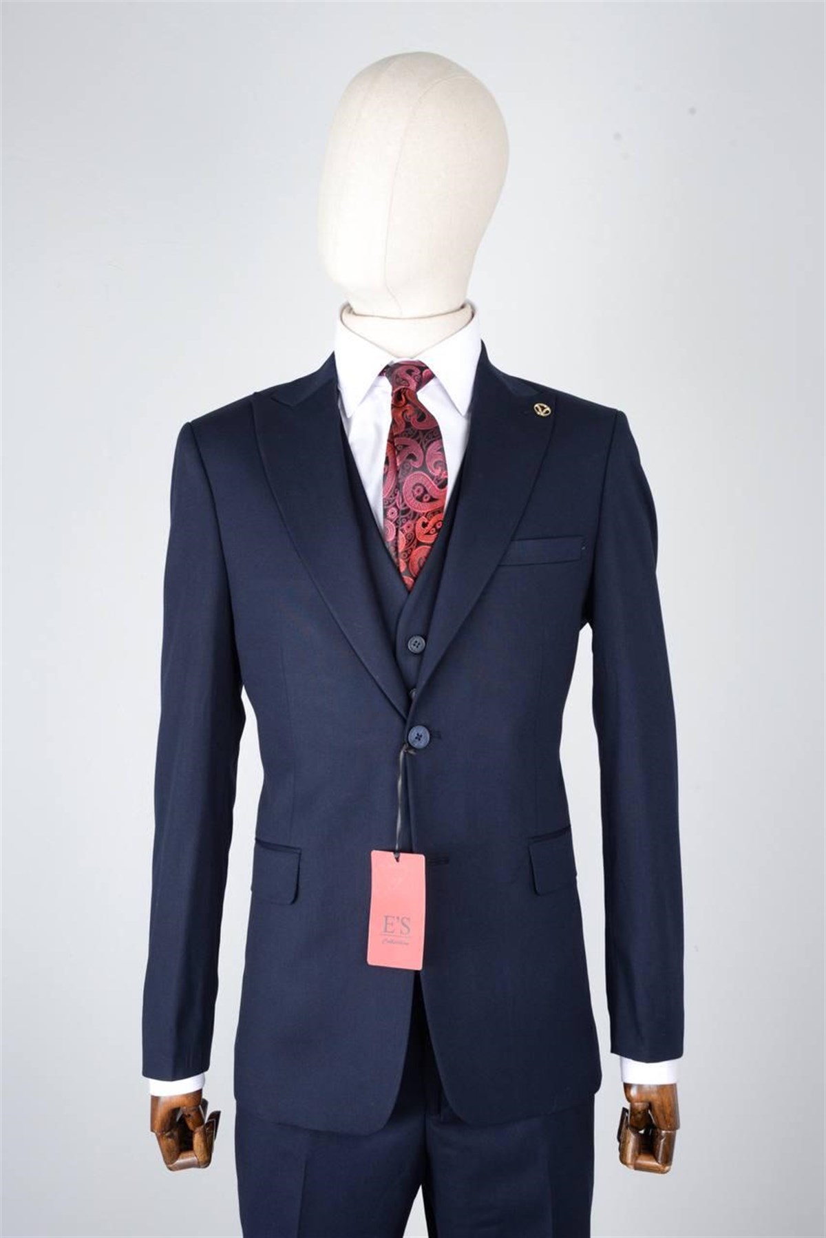 Maserto Slim Fit Lacivert Takım Elbise Düz Desenli