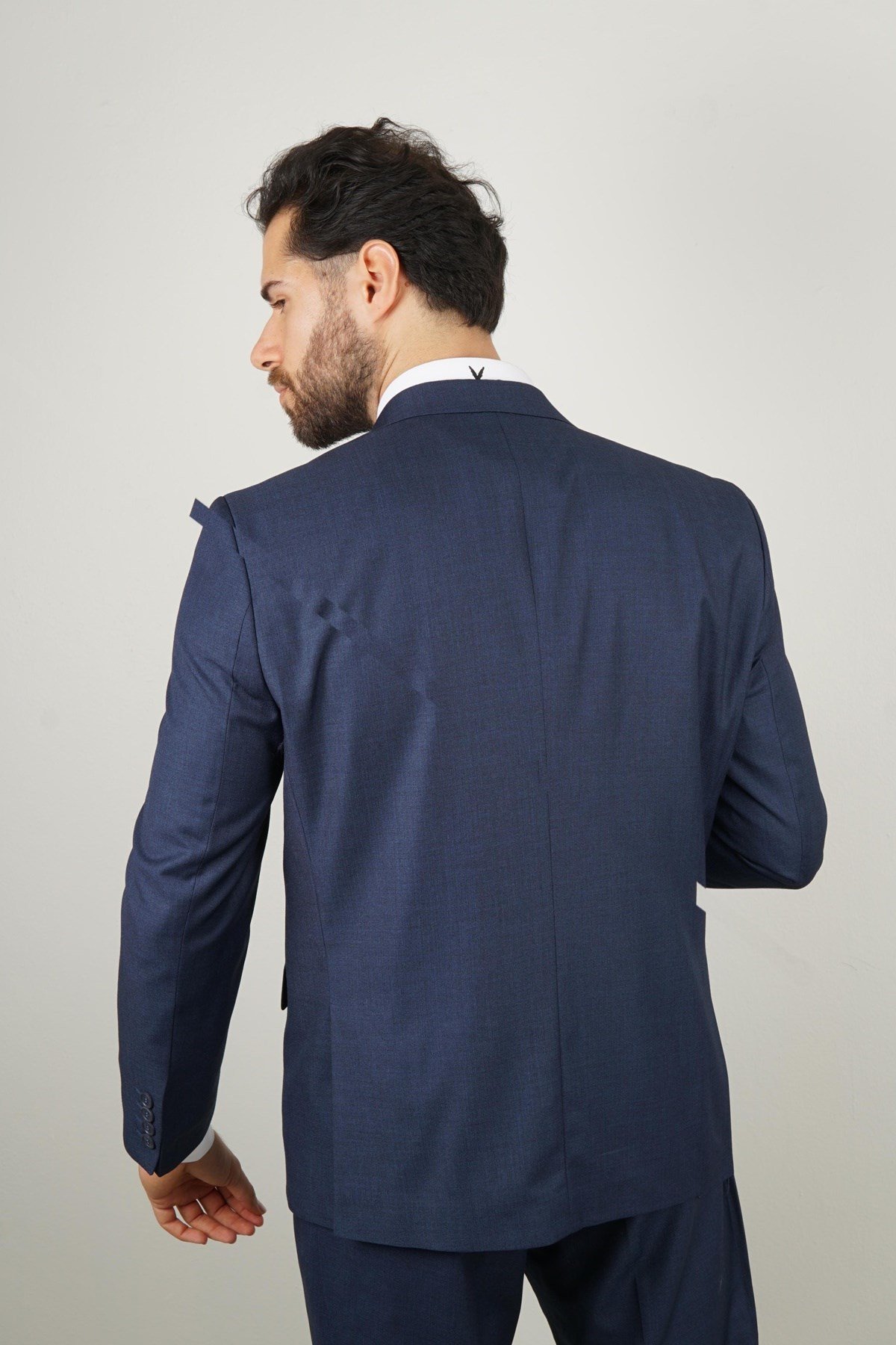 Maserto Slim Fit Lacivert Takım Elbise Düz Desenli