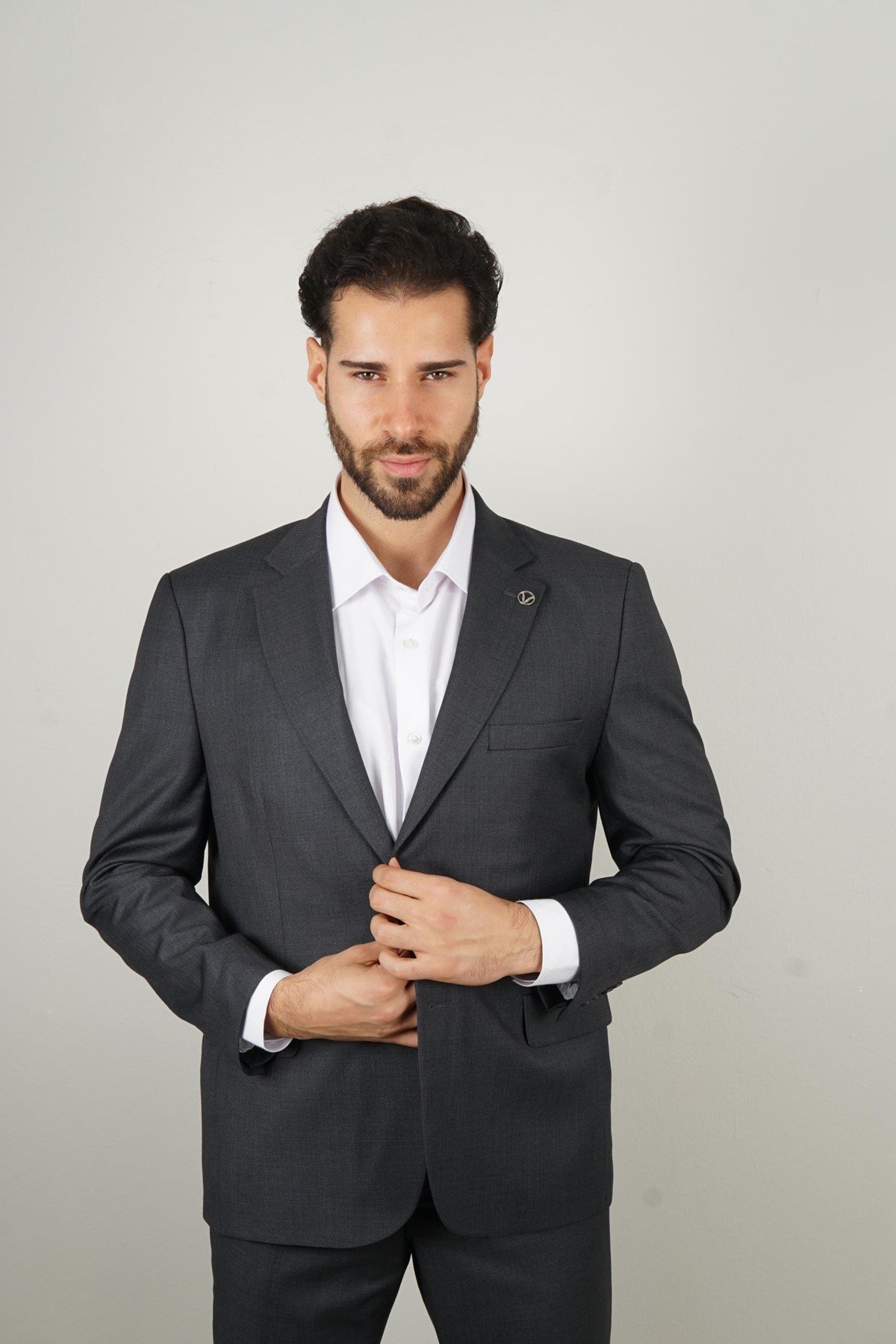 Maserto Slim Fit Lacivert Takım Elbise Düz Desenli