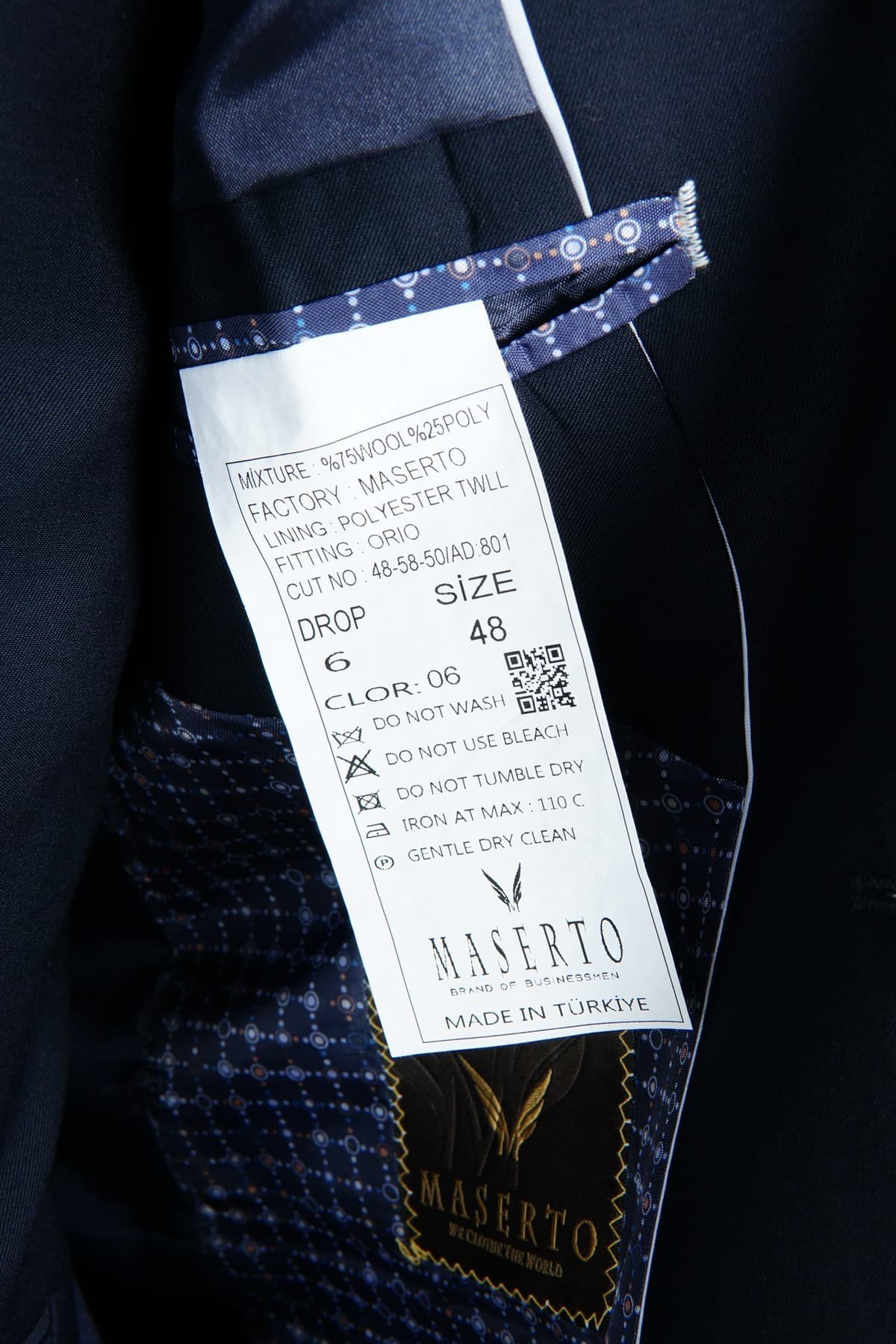 Maserto Slim Fit Lacivert Takım Elbise Düz Desenli