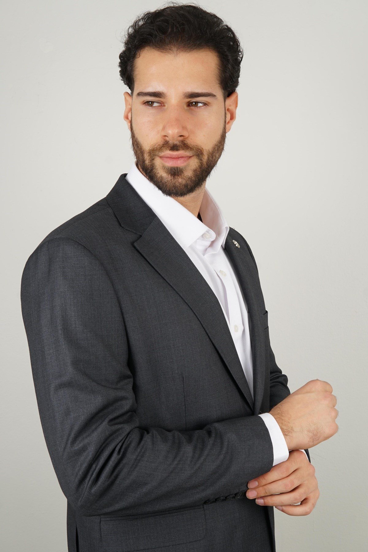 Maserto Slim Fit Lacivert Takım Elbise Düz Desenli