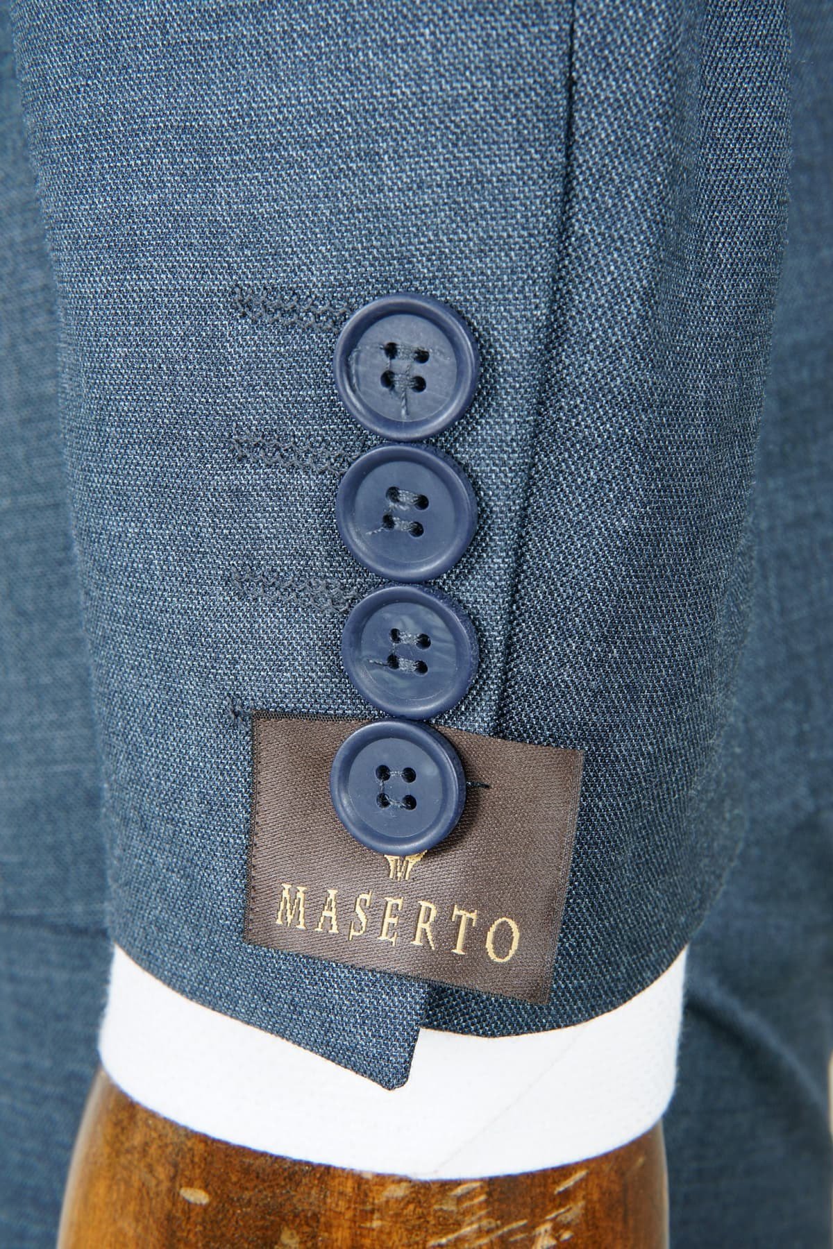 Maserto Slim Fit Lacivert Yelekli Takım Elbise Kendinden Desenli