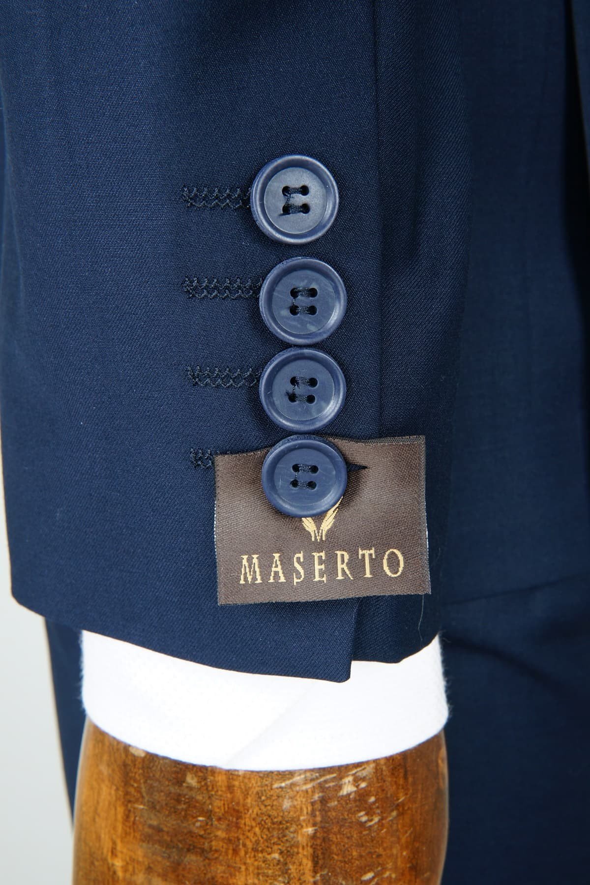 Maserto Slim Fit Lacivert Yelekli Takım Elbise Düz Desenli