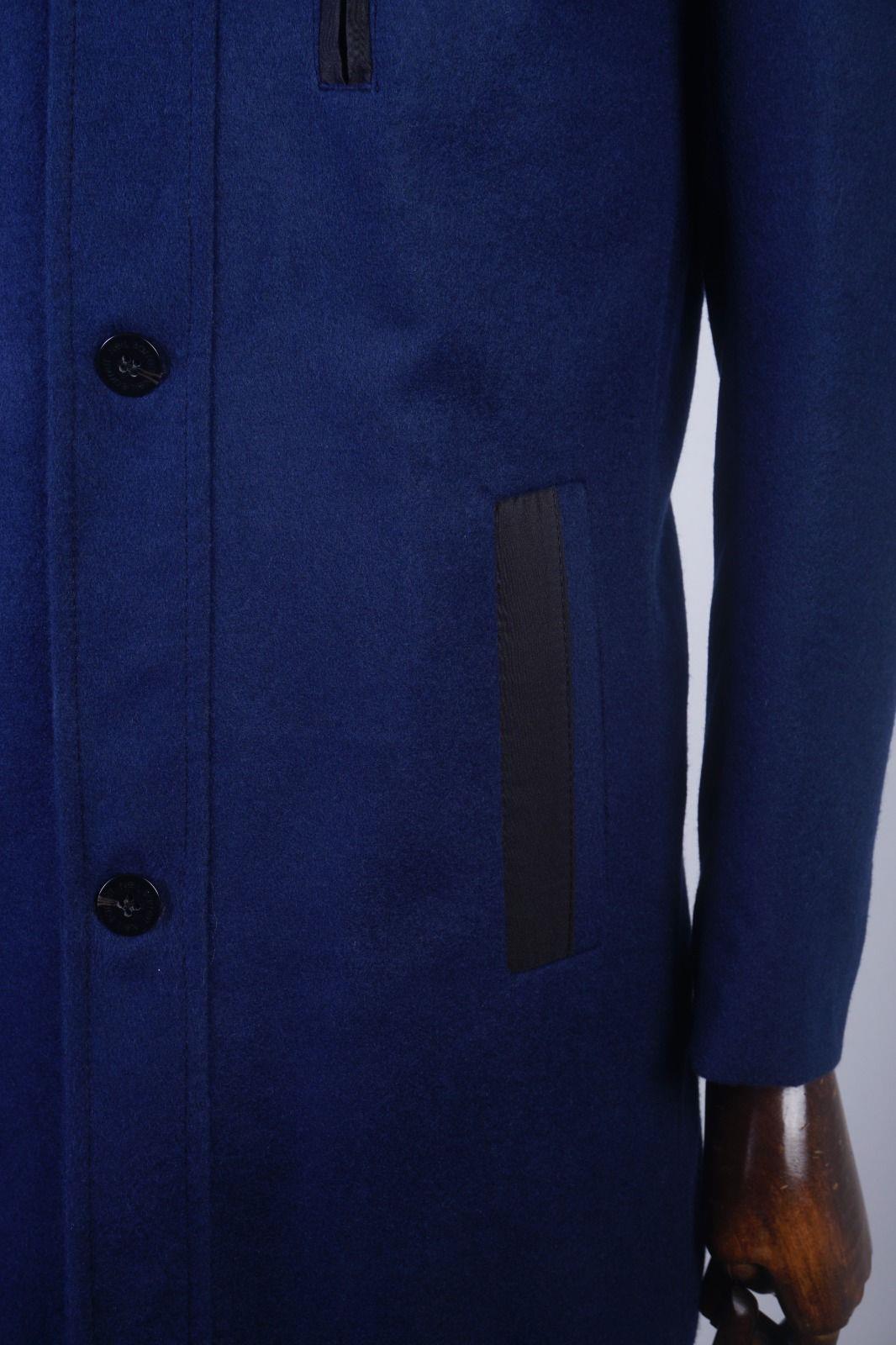 Maserto Slim Fit Mavi Kaşe Kaban Düz Desenli