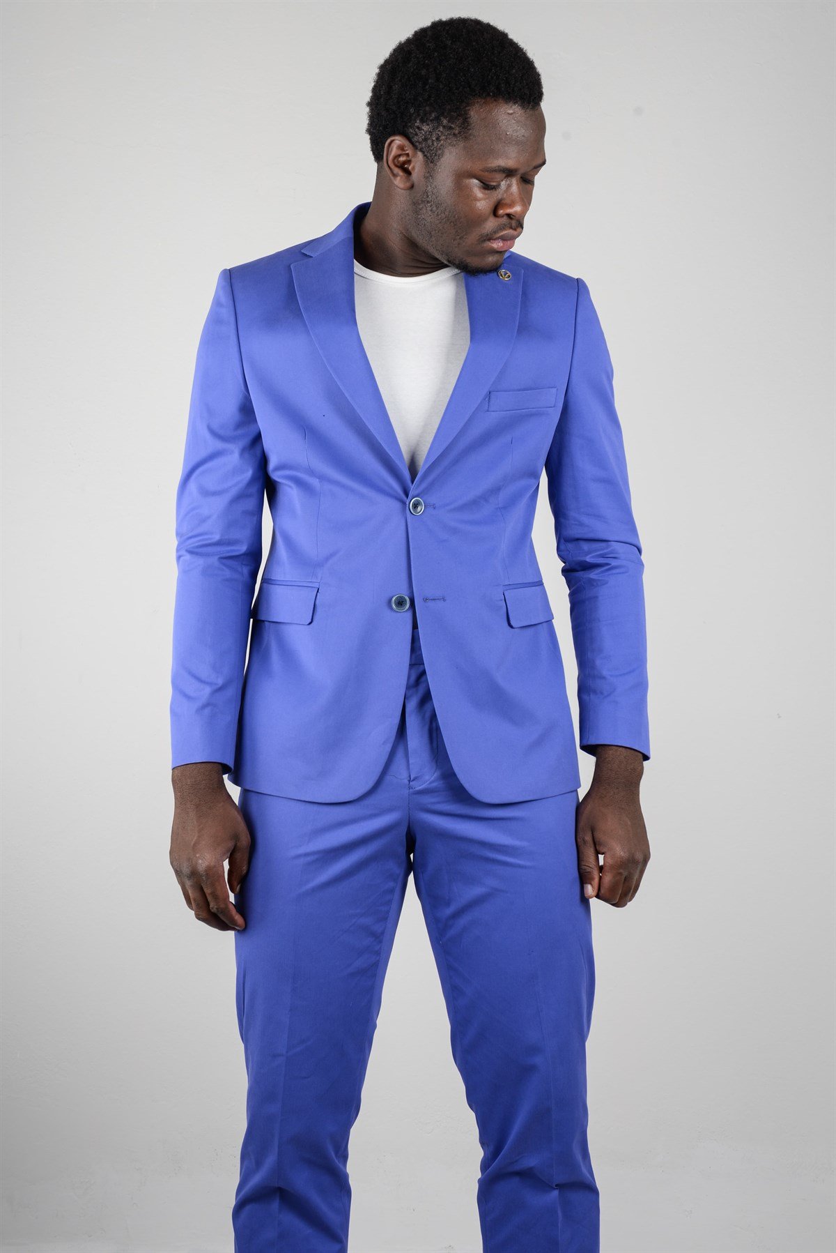 Maserto Slim Fit Mavi Pantolon Düz Desenli