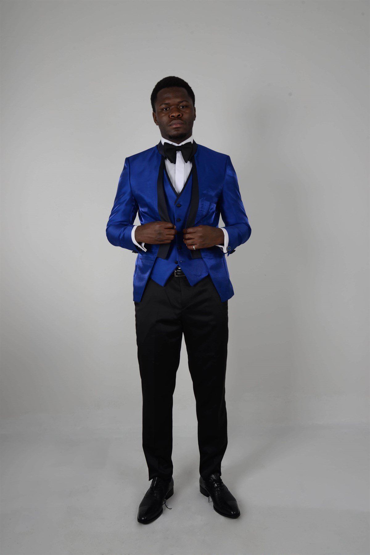 Maserto Slim Fit Mavi Smokin Düz Desenli