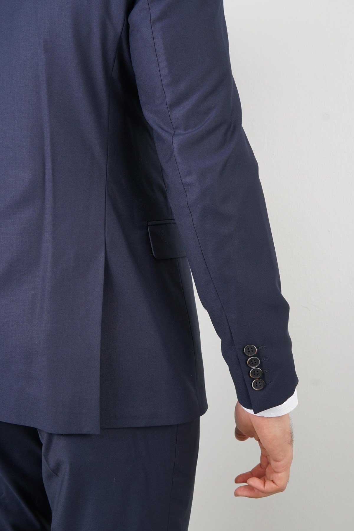 Maserto Slim Fit Mavi Takım Elbise Düz Desenli