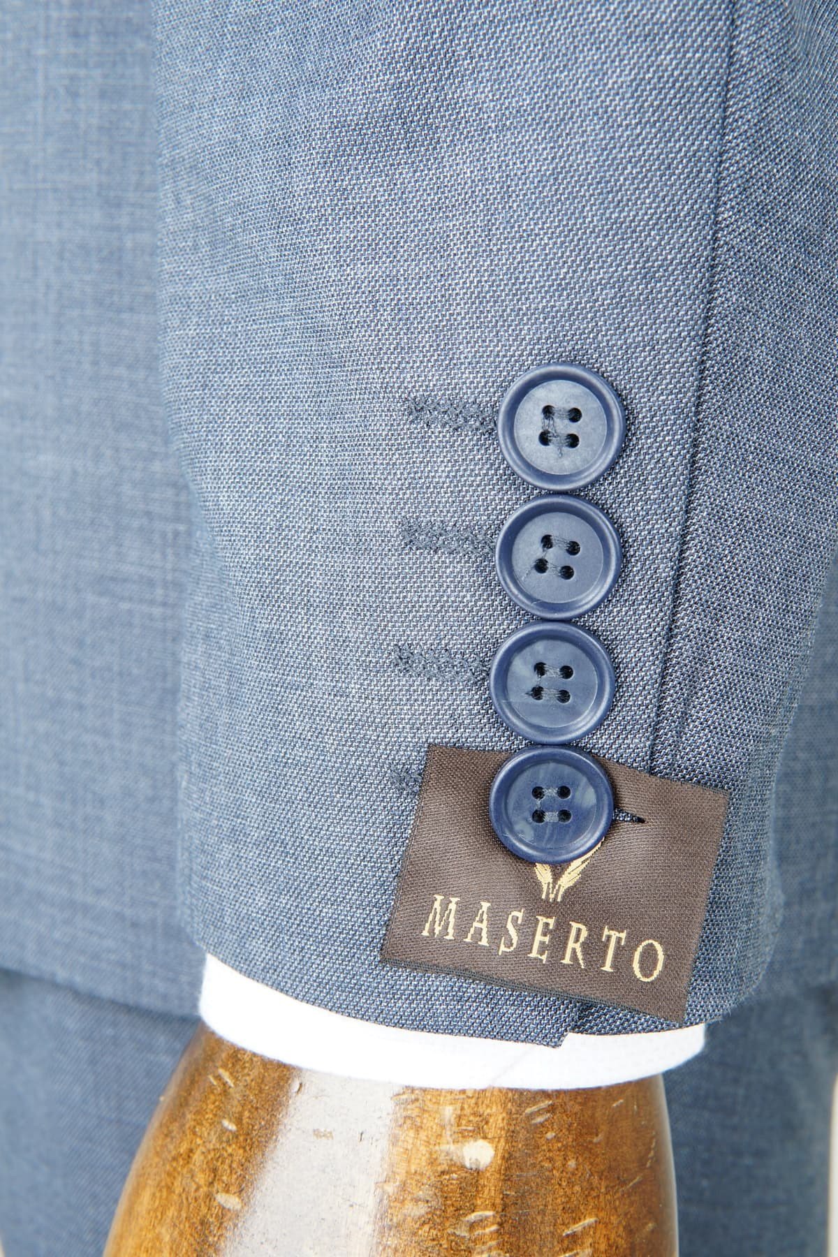 Maserto Slim Fit Mavi Takım Elbise Kendinden Desenli