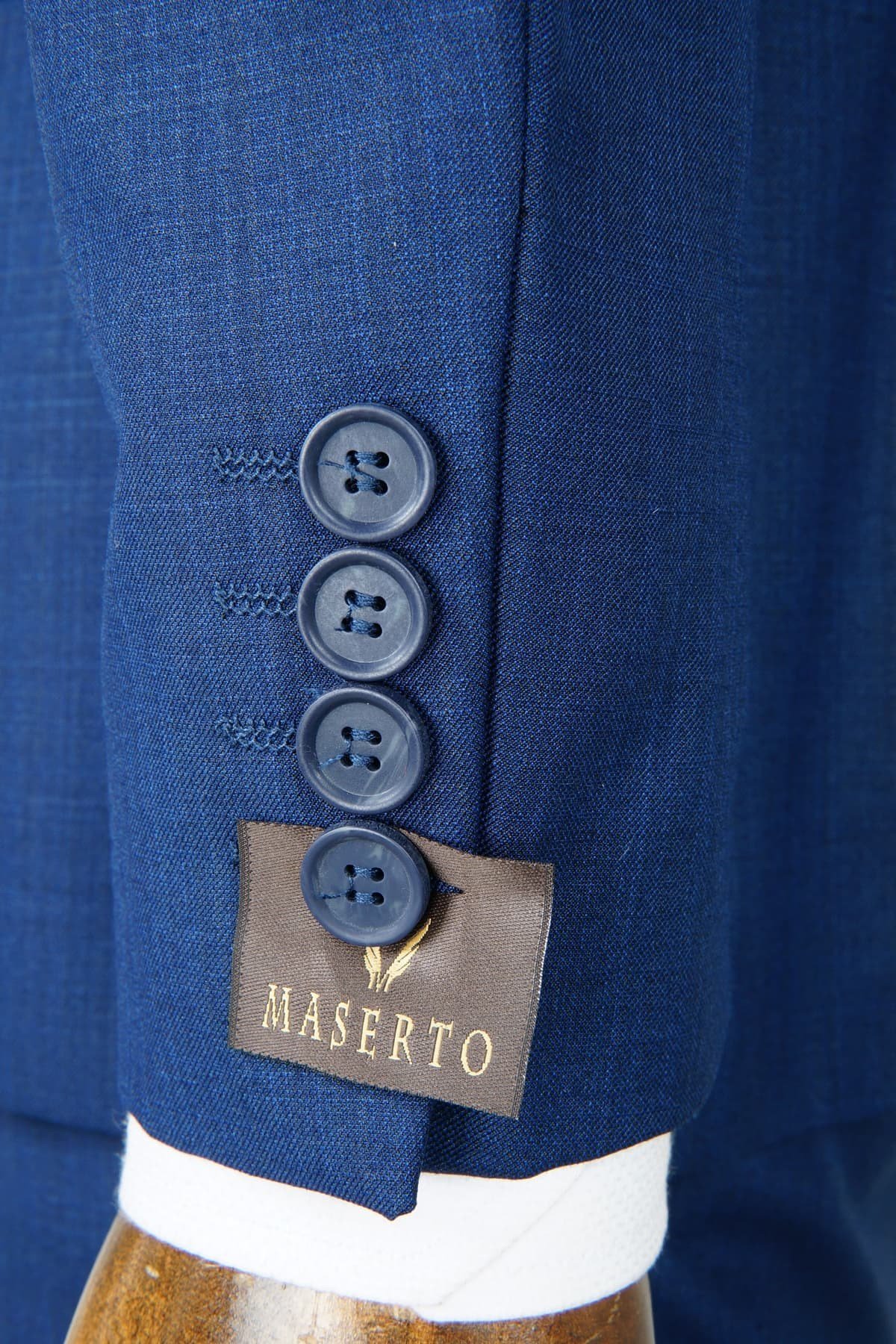 Maserto Slim Fit Mavi Takım Elbise Kendinden Desenli