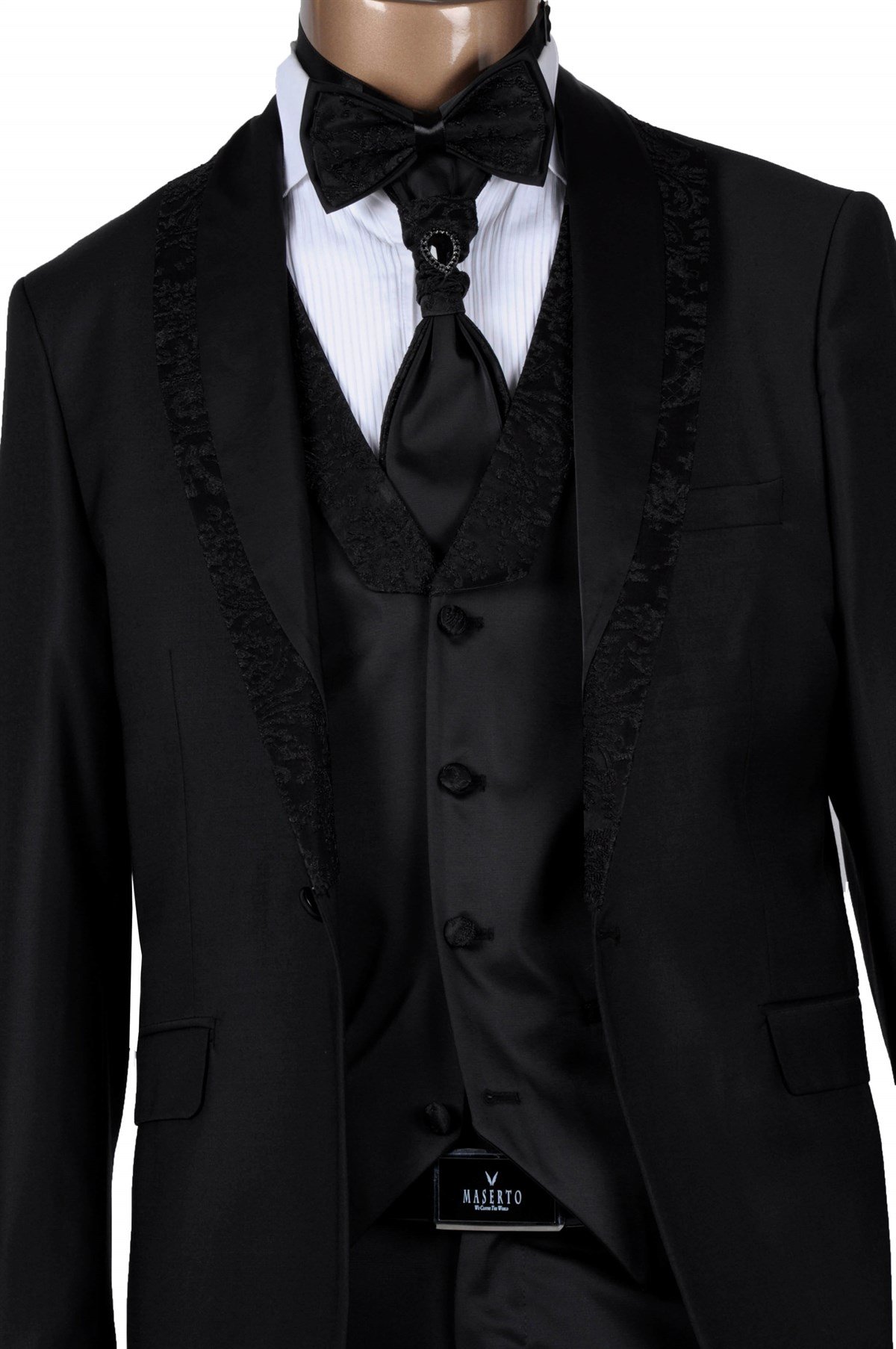 Maserto Slim Fit Özel Siyah Damatlık