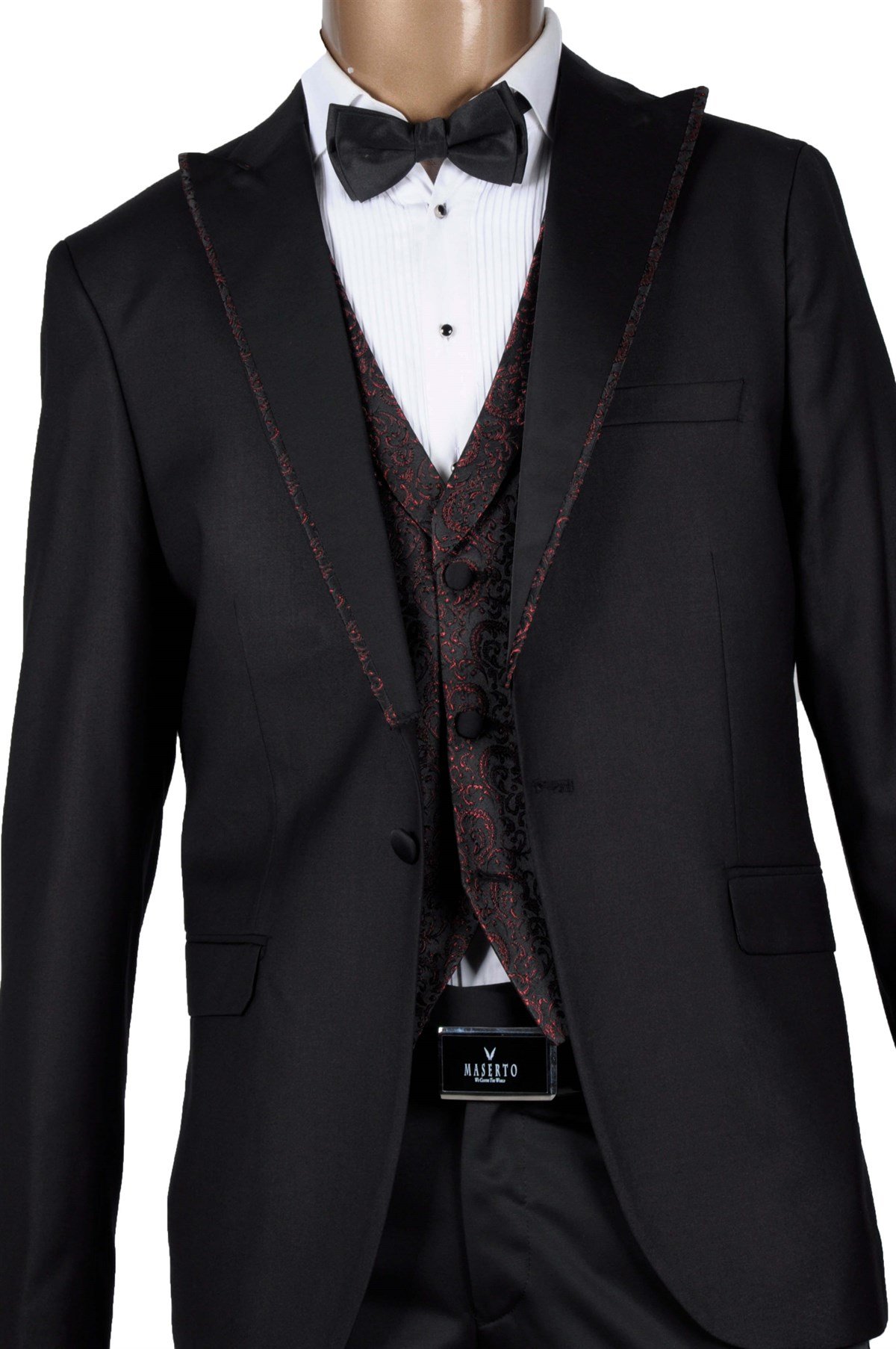 Maserto Slim Fit Özel Siyah Damatlık Desenli