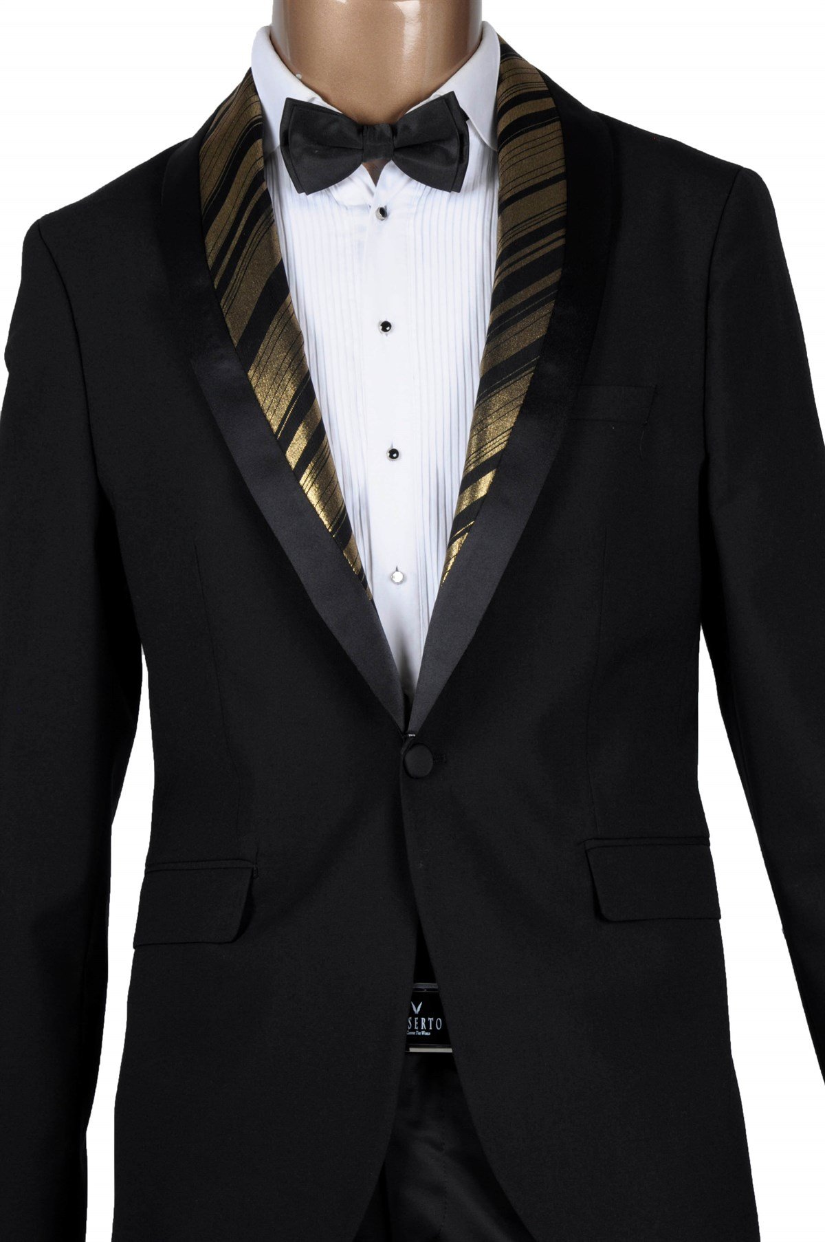 Maserto Slim Fit Özel Siyah Damatlık