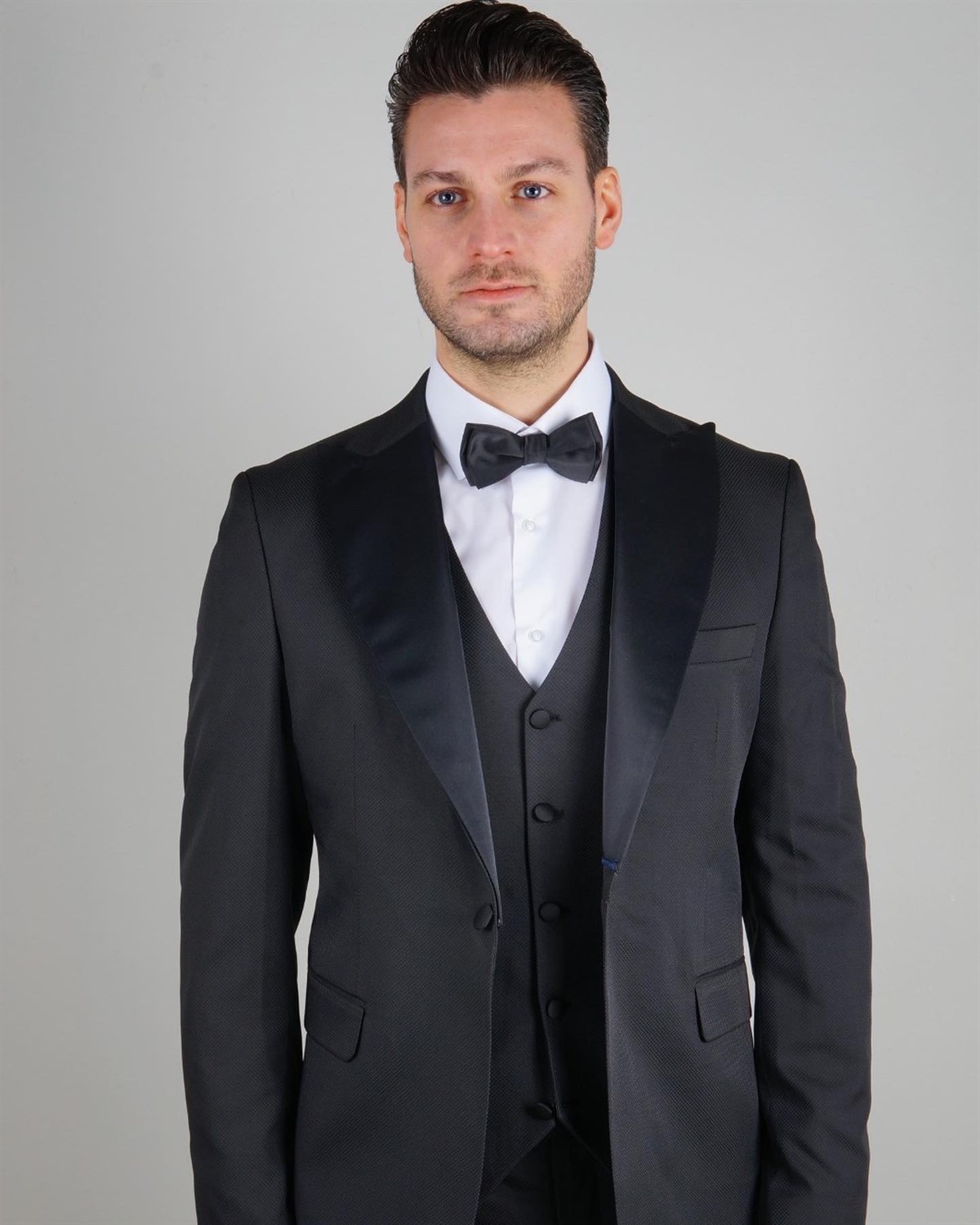 Maserto Slim Fit Siyah Damatlık Düz Desenli