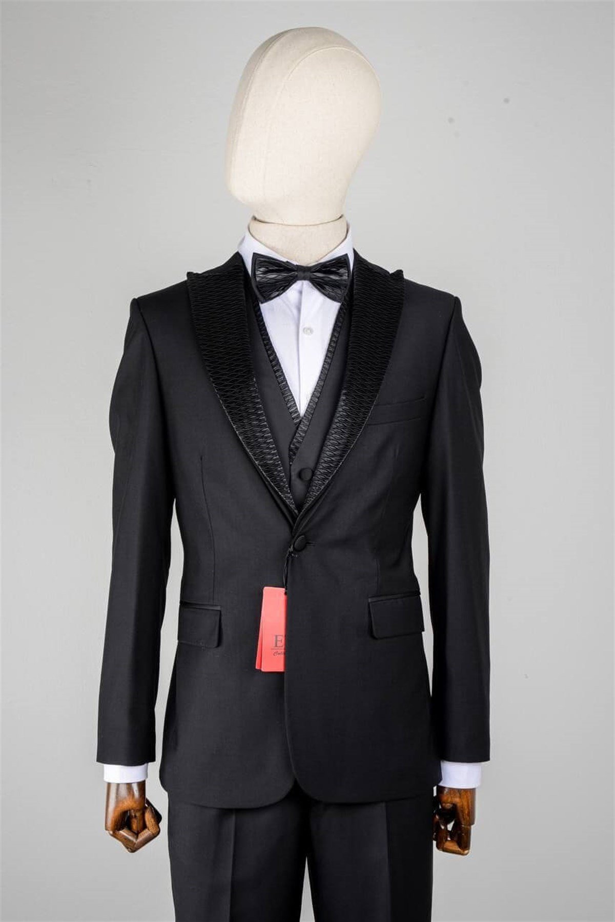 Maserto Slim Fit Siyah Damatlık Düz Desenli