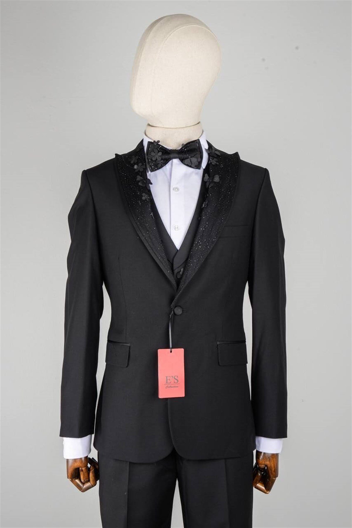 Maserto Slim Fit Siyah Damatlık Düz Desenli