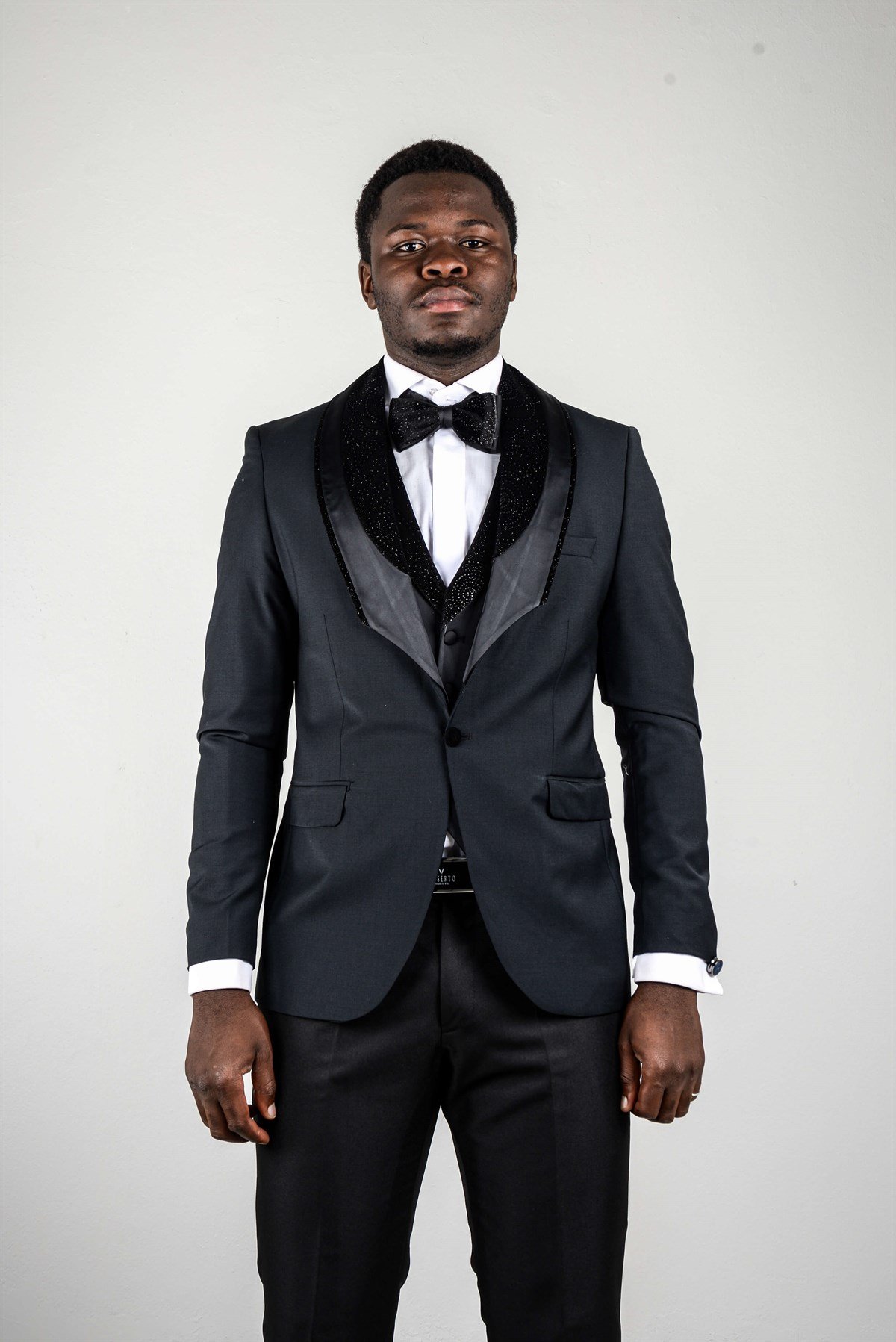 Maserto Slim Fit Siyah Özel Dikim Damatlık