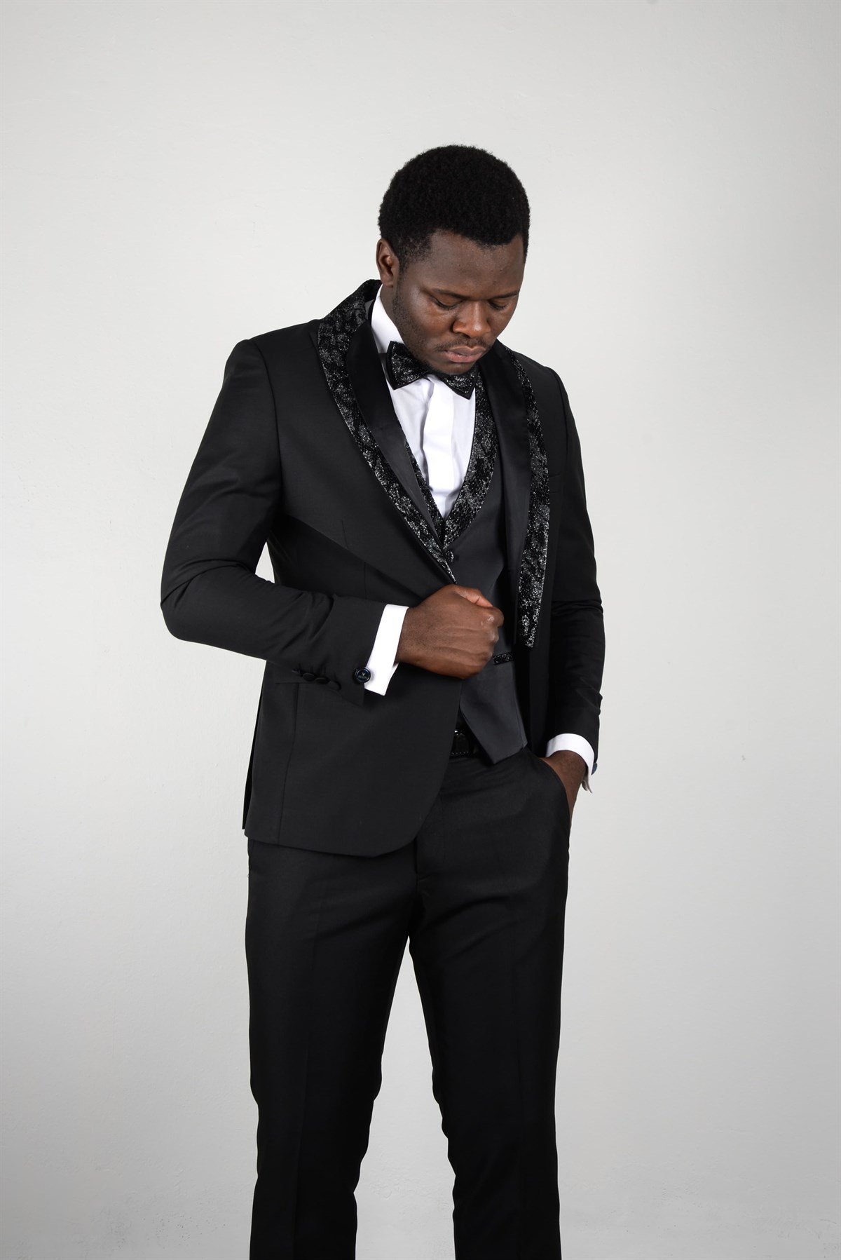 Maserto Slim Fit Black Special  Wedding Suit