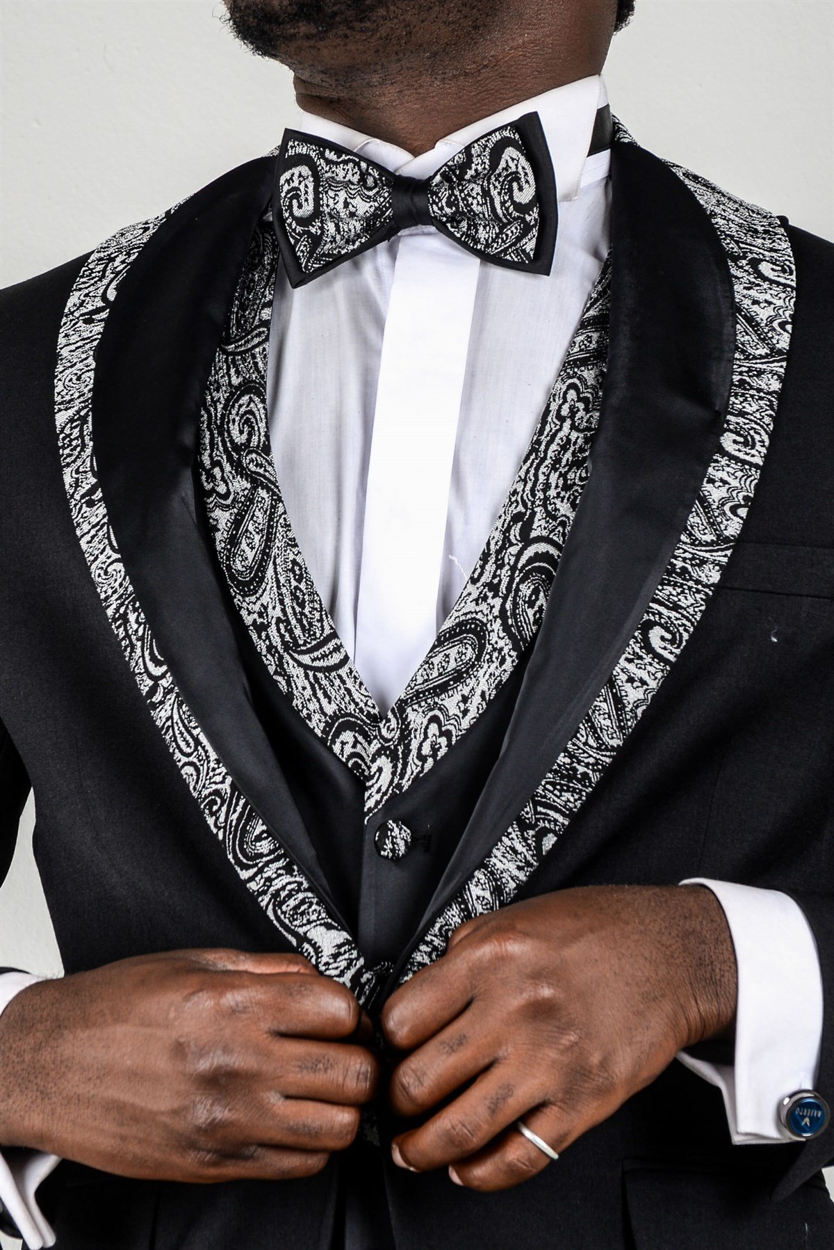 Maserto Slim Fit Siyah Özel Dikim Damatlık