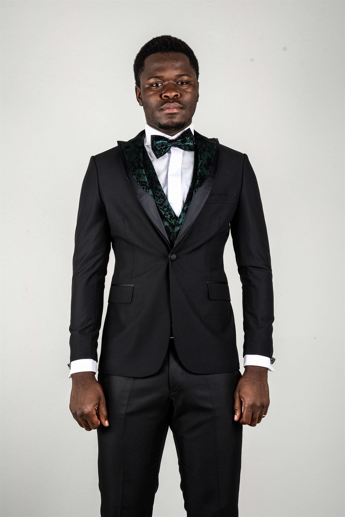 Maserto Slim Fit Siyah Özel Dikim Damatlık