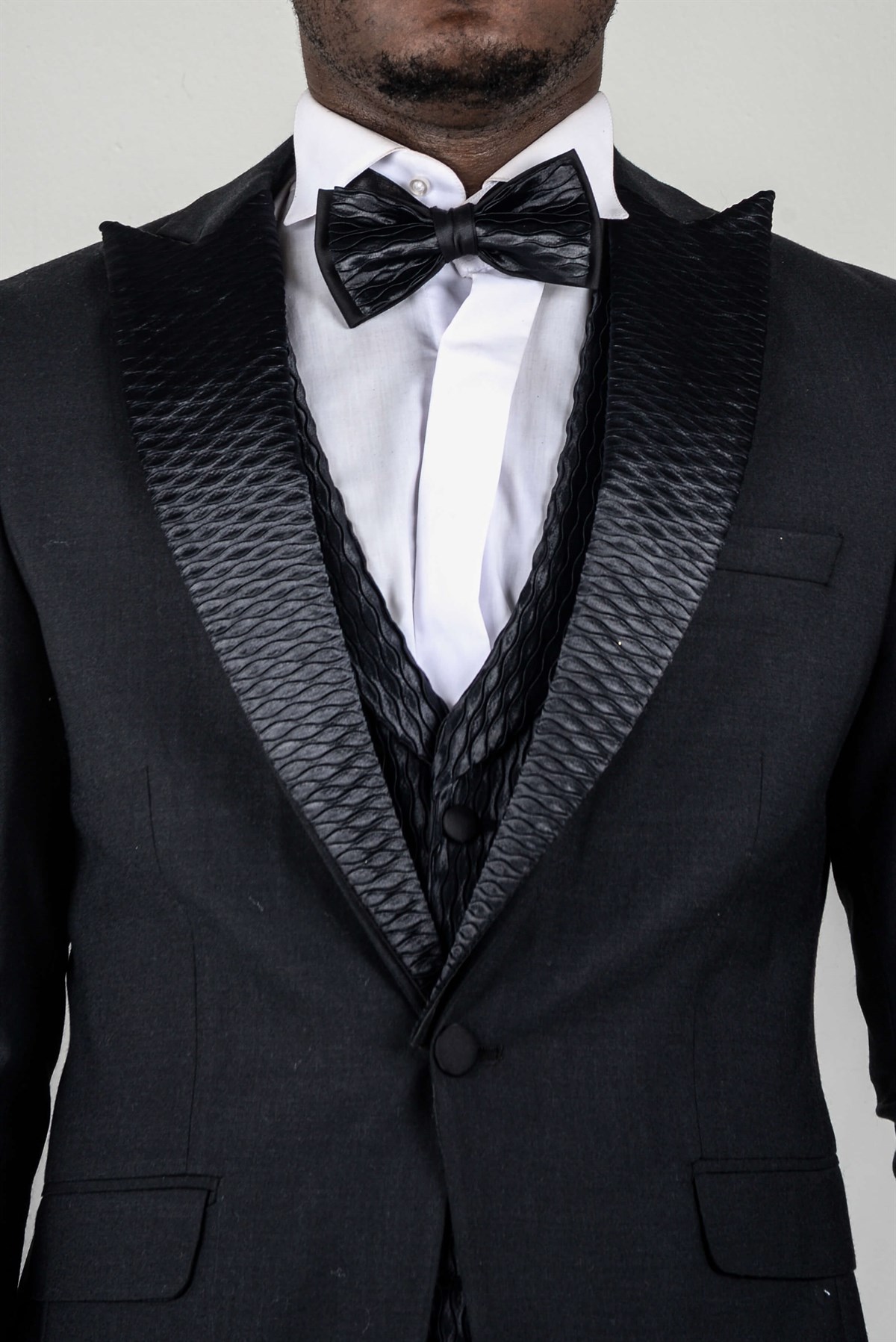 Maserto Slim Fit Siyah Özel Dikim Damatlık