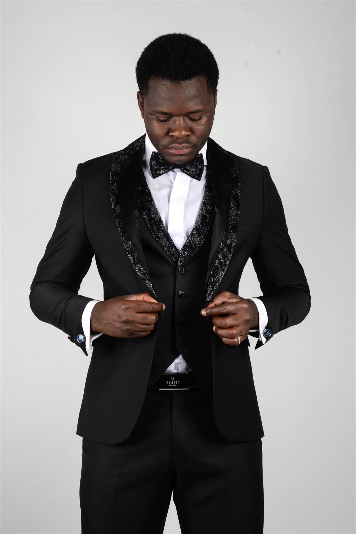 Maserto Slim Fit Black Special  Wedding Suit