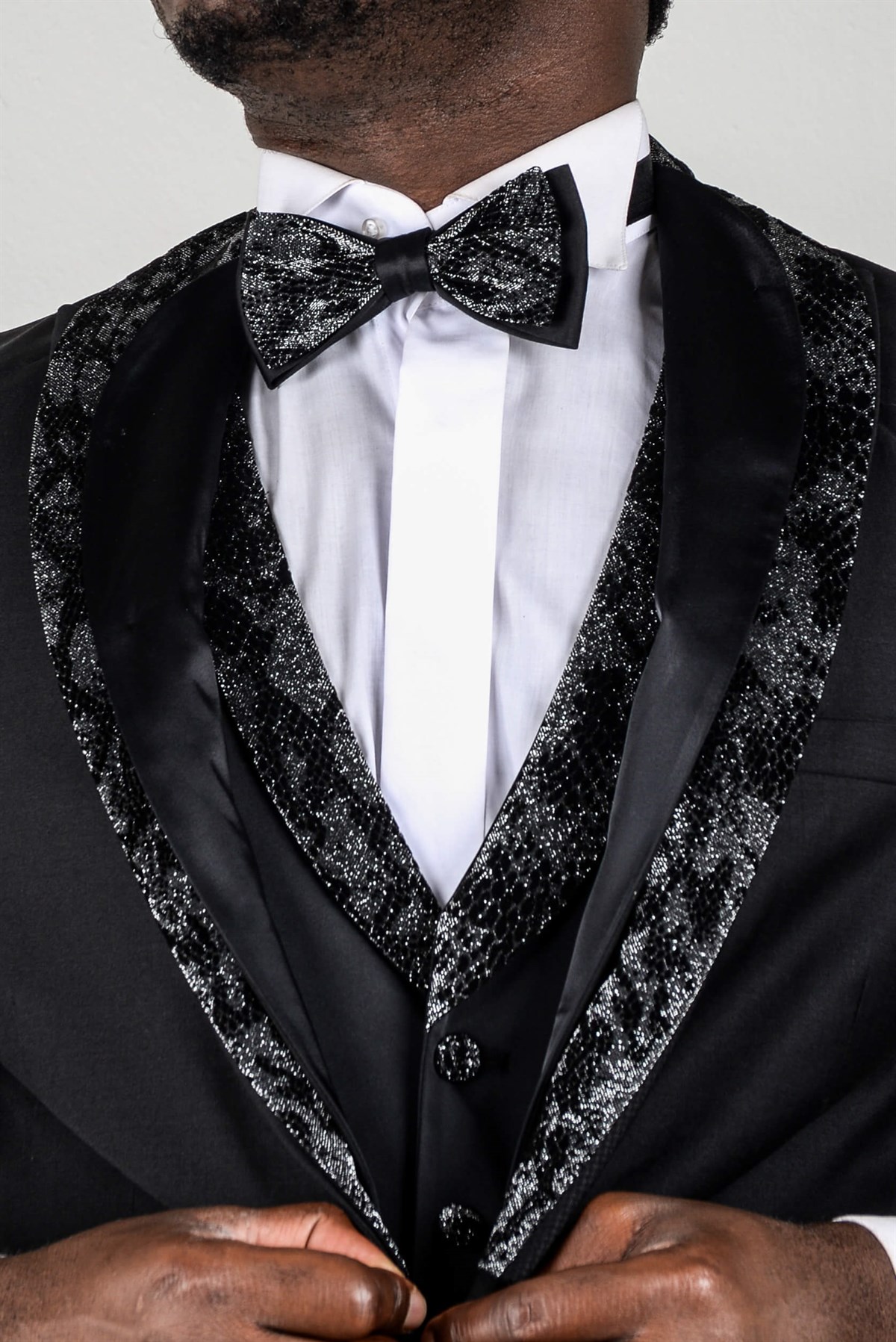 Maserto Slim Fit Siyah Özel Dikim Damatlık