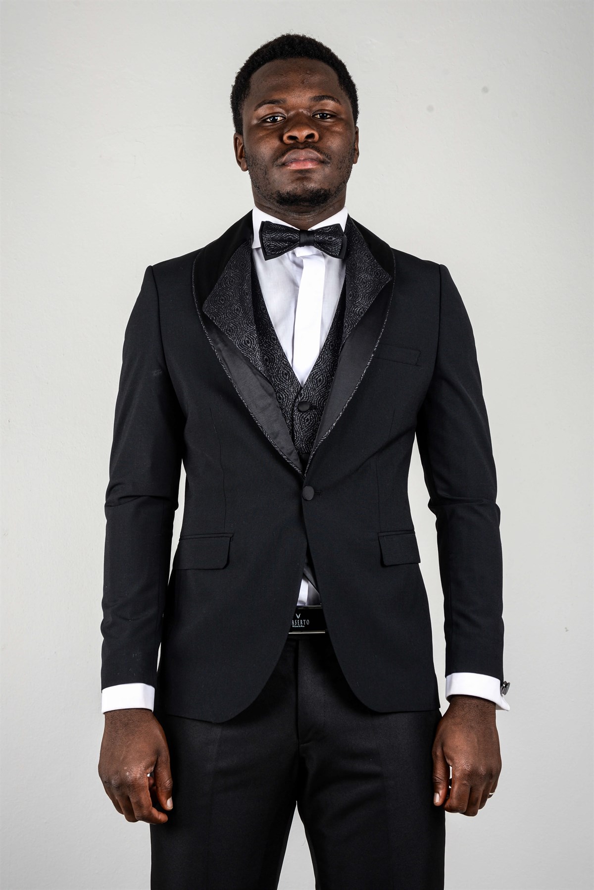 Maserto Slim Fit Siyah Özel Dikim Damatlık