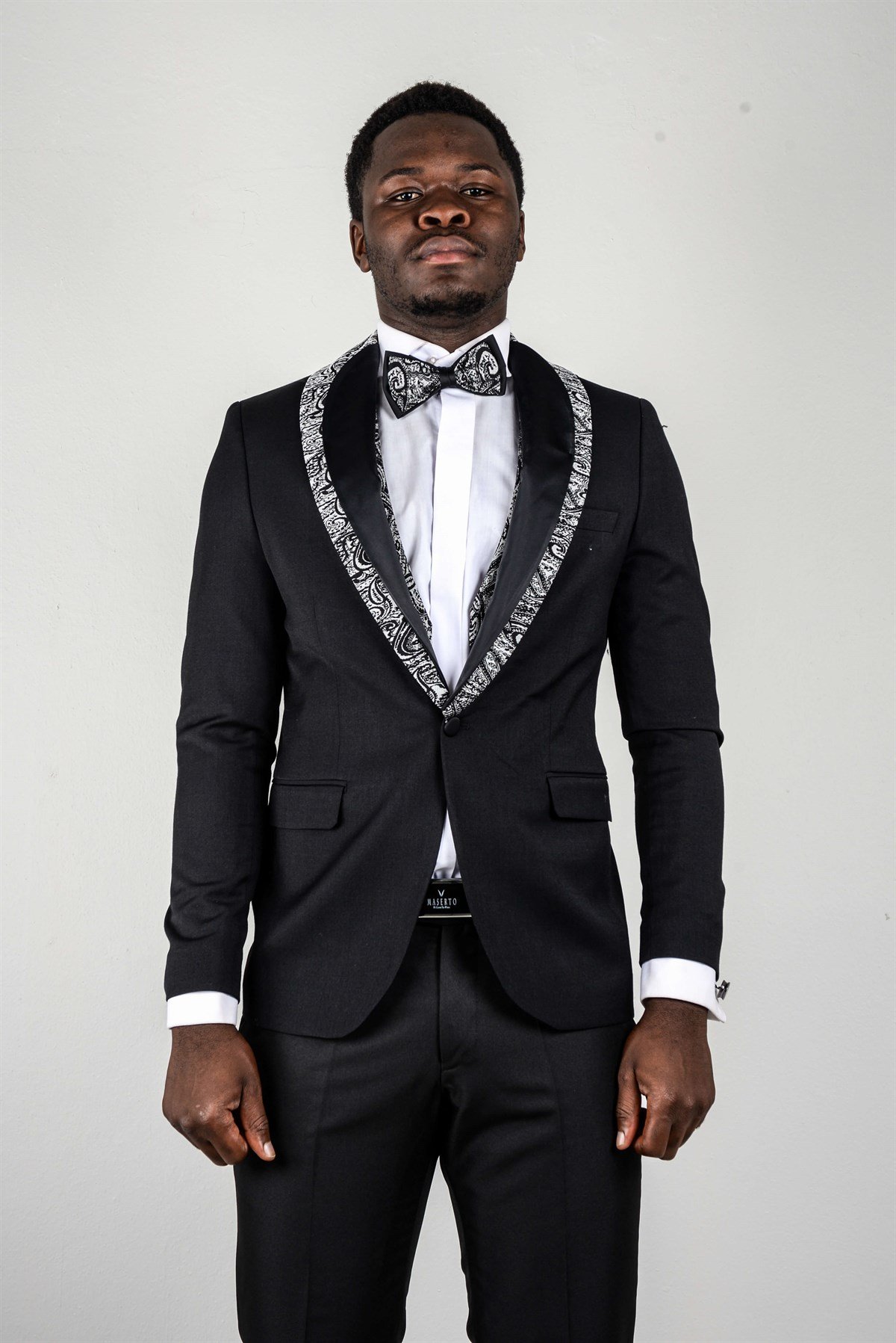 Maserto Slim Fit Siyah Özel Dikim Damatlık