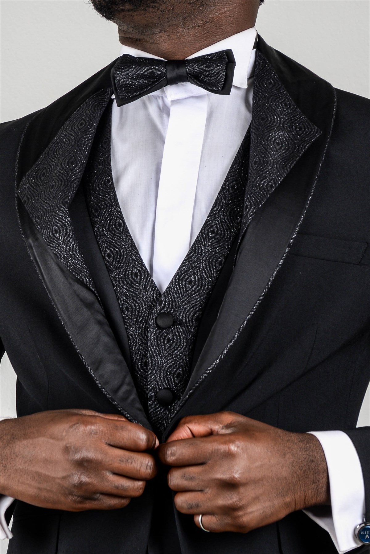 Maserto Slim Fit Siyah Özel Dikim Damatlık