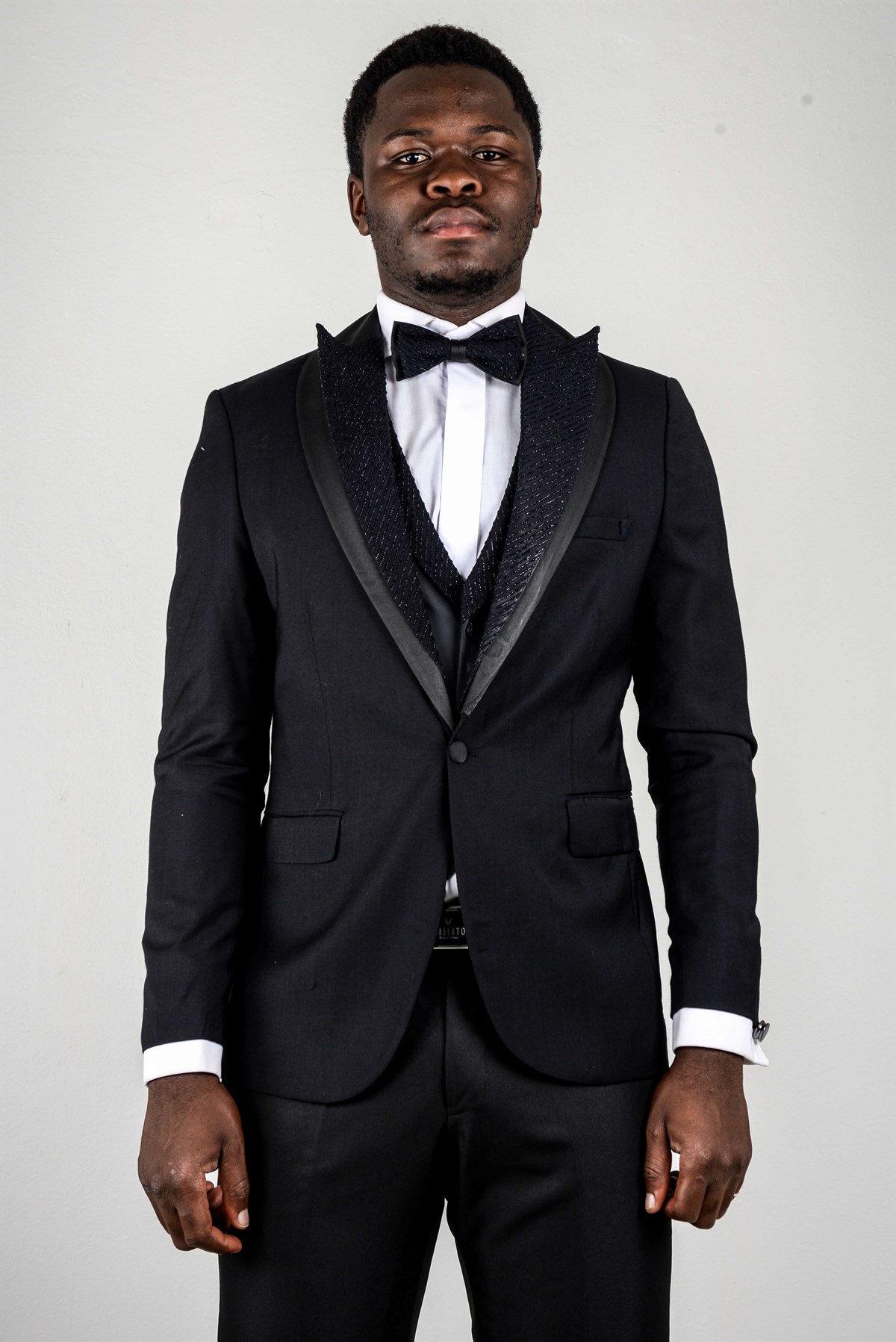 Maserto Slim Fit Siyah Özel Dikim Damatlık