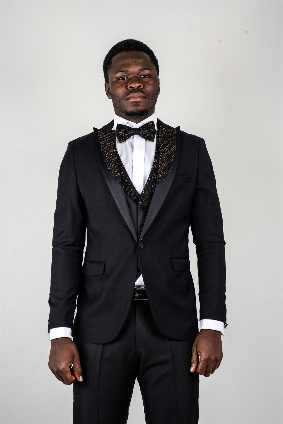 Maserto Slim Fit Siyah Özel Dikim Damatlık