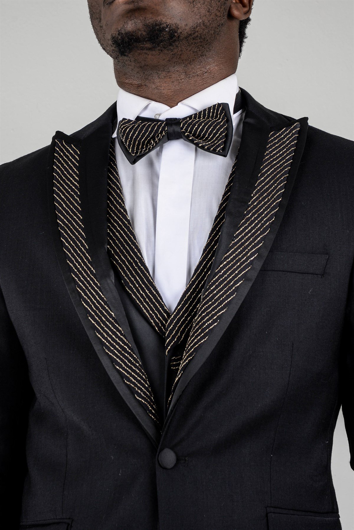 Maserto Slim Fit Siyah Özel Dikim Damatlık