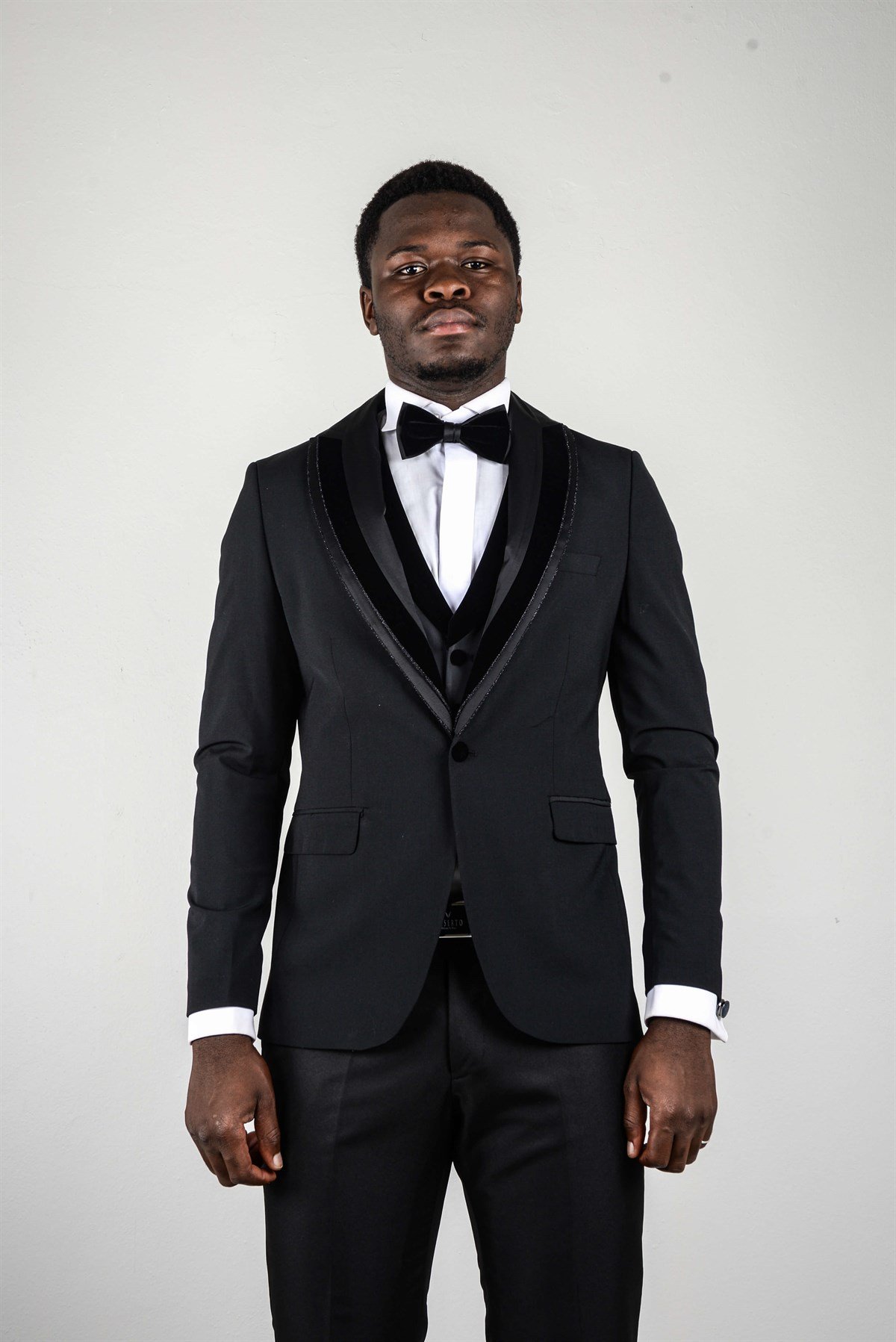 Maserto Slim Fit Siyah Özel Dikim Damatlık