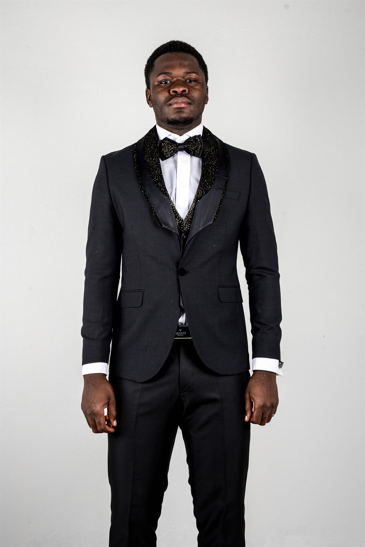 Maserto Slim Fit Siyah Özel Dikim Damatlık