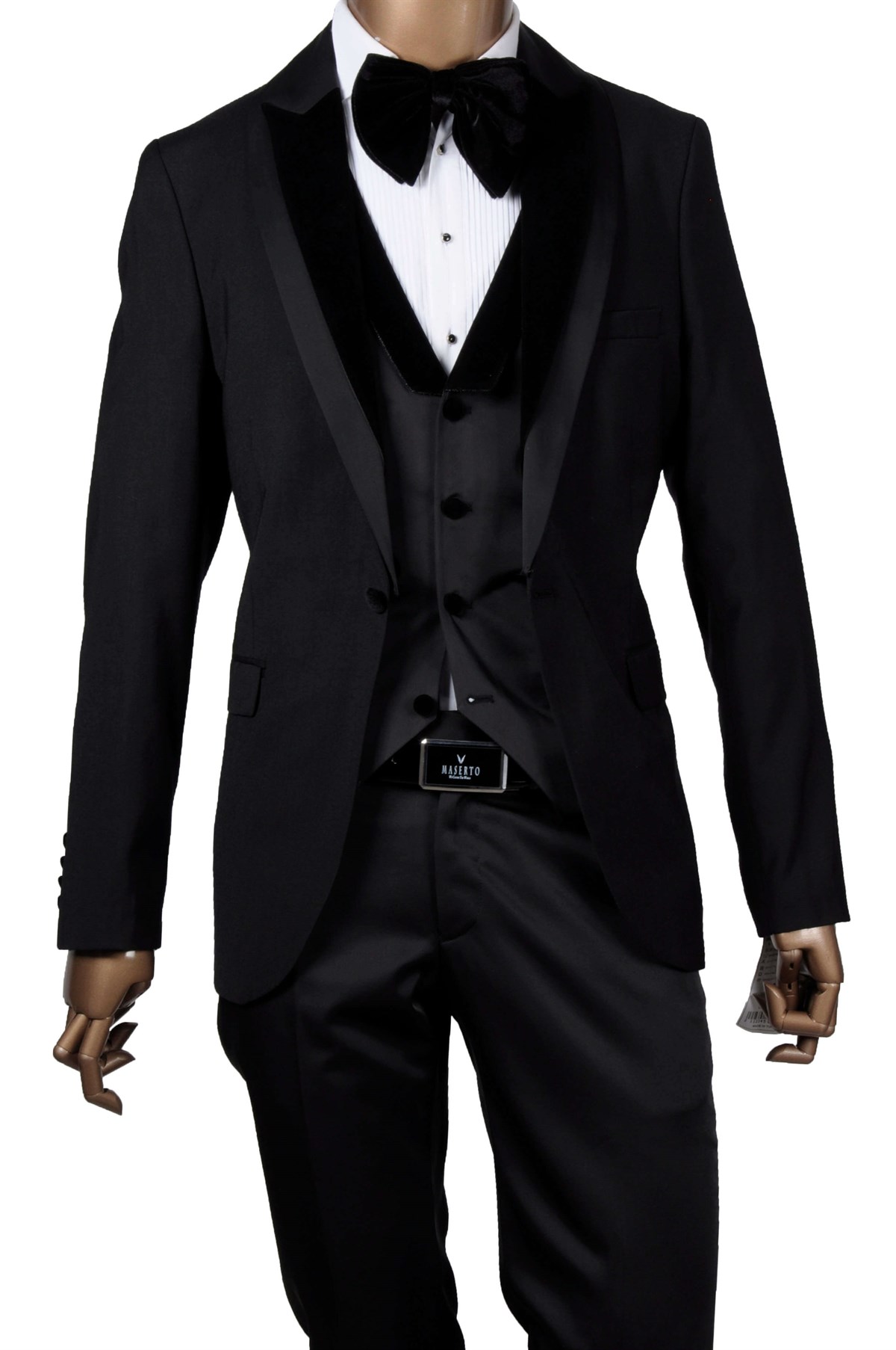 Maserto Slim Fit Siyah Özel Siyah Damatlık