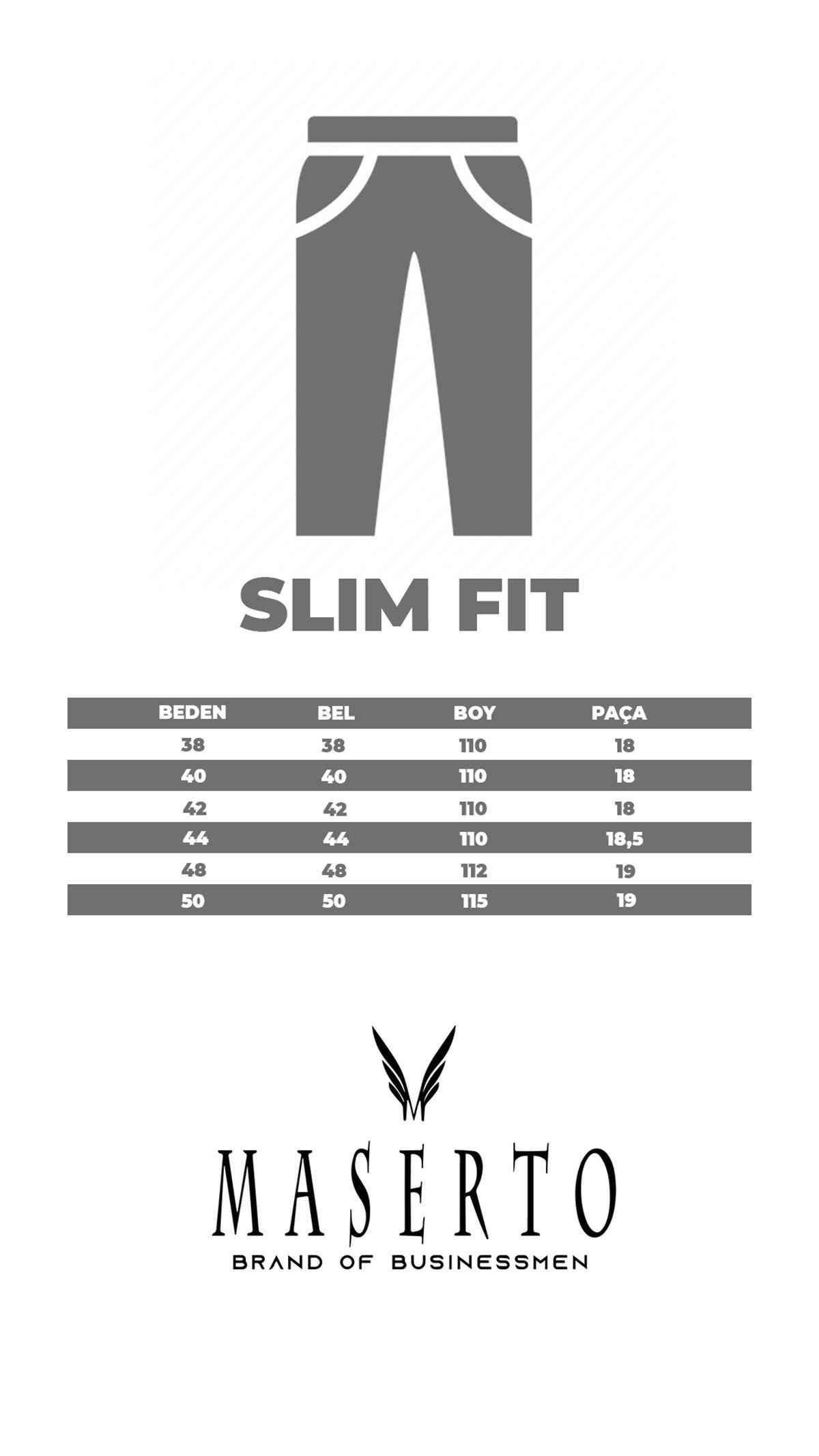 Maserto Slim Fit Siyah Pantolon Düz Desenli