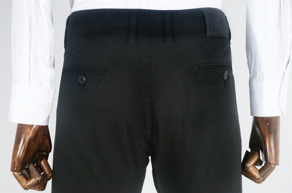 Maserto Slim Fit Siyah Pantolon Düz Desenli