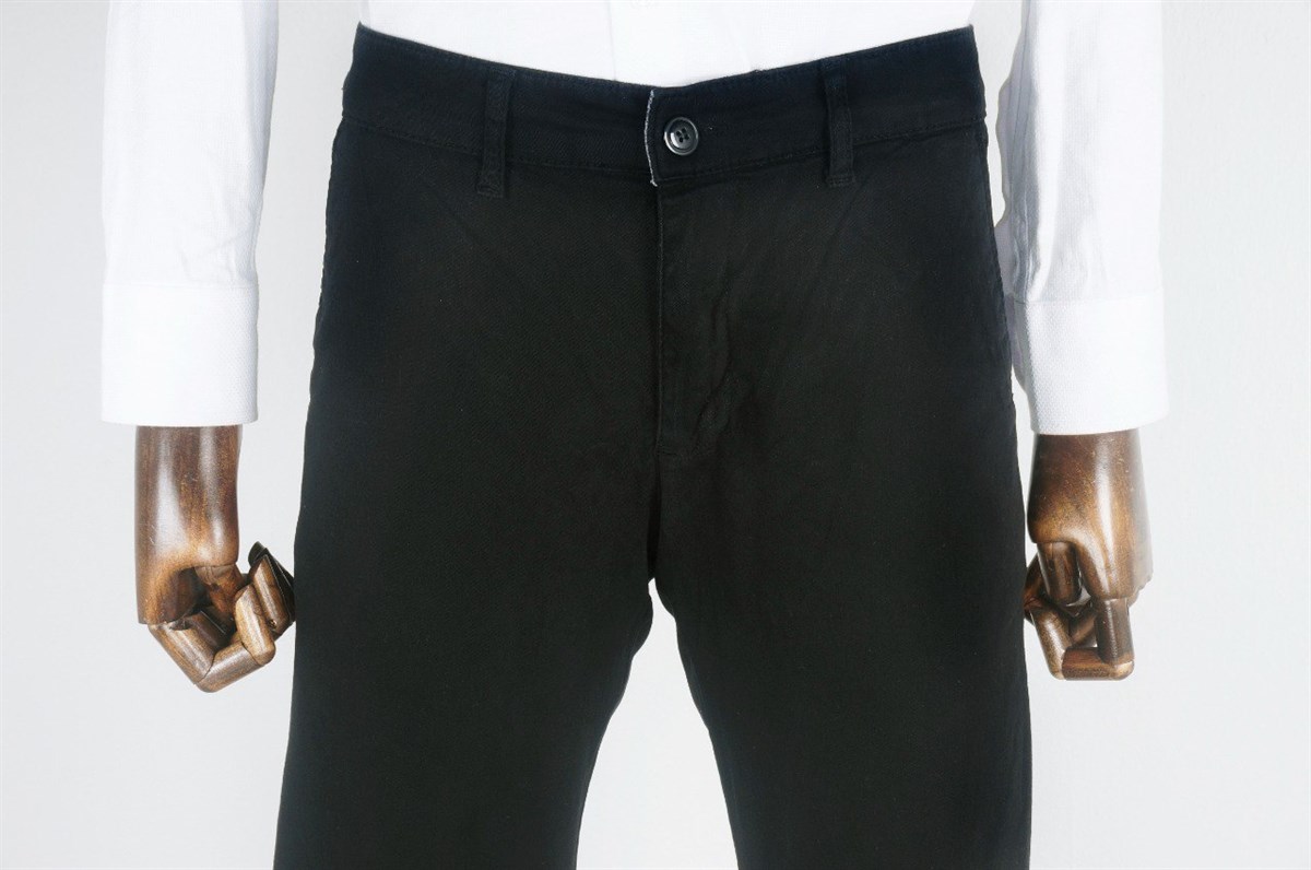 Maserto Slim Fit Siyah Pantolon Düz Desenli
