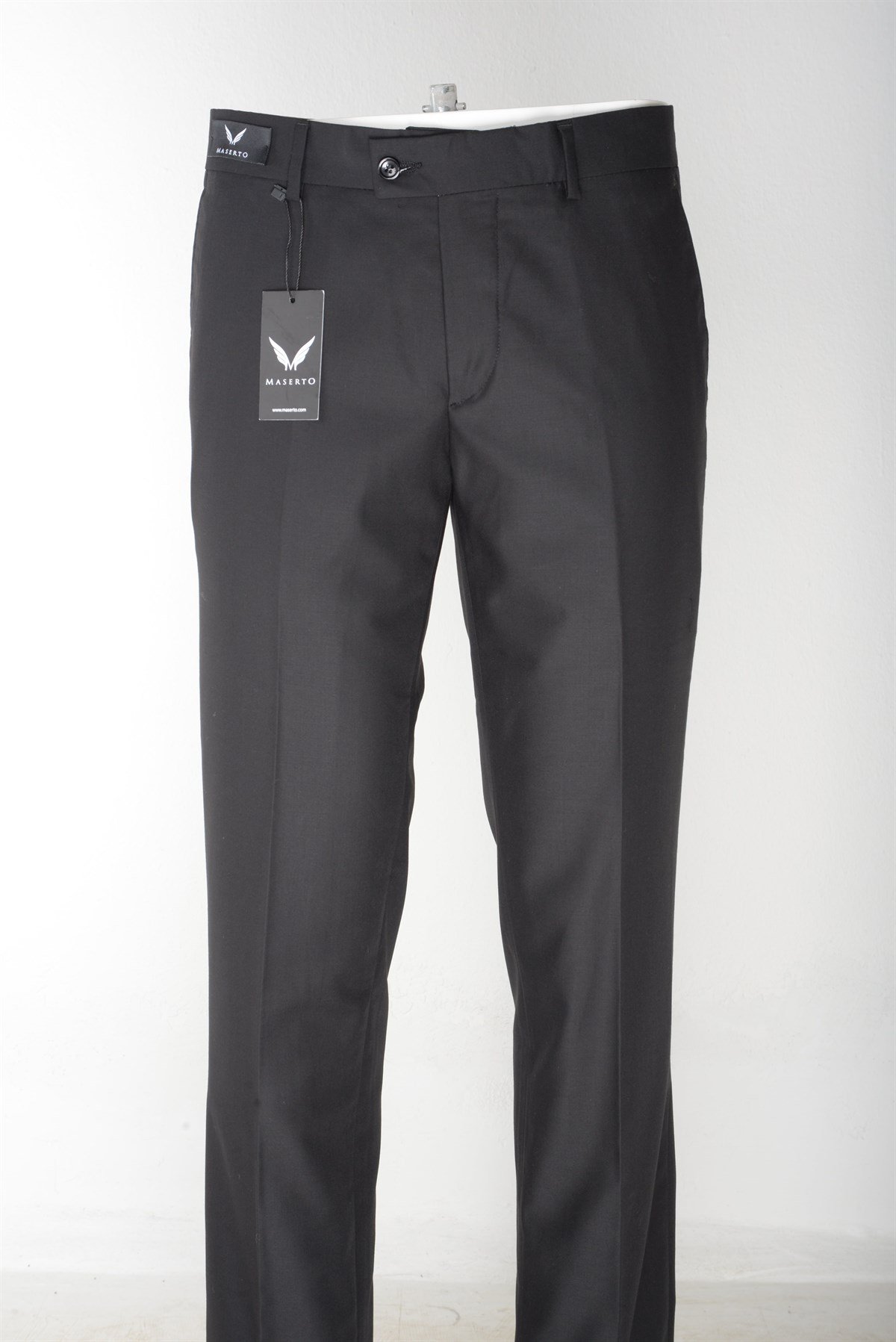 Maserto Slim Fit Siyah Pantolon Düz Desenli