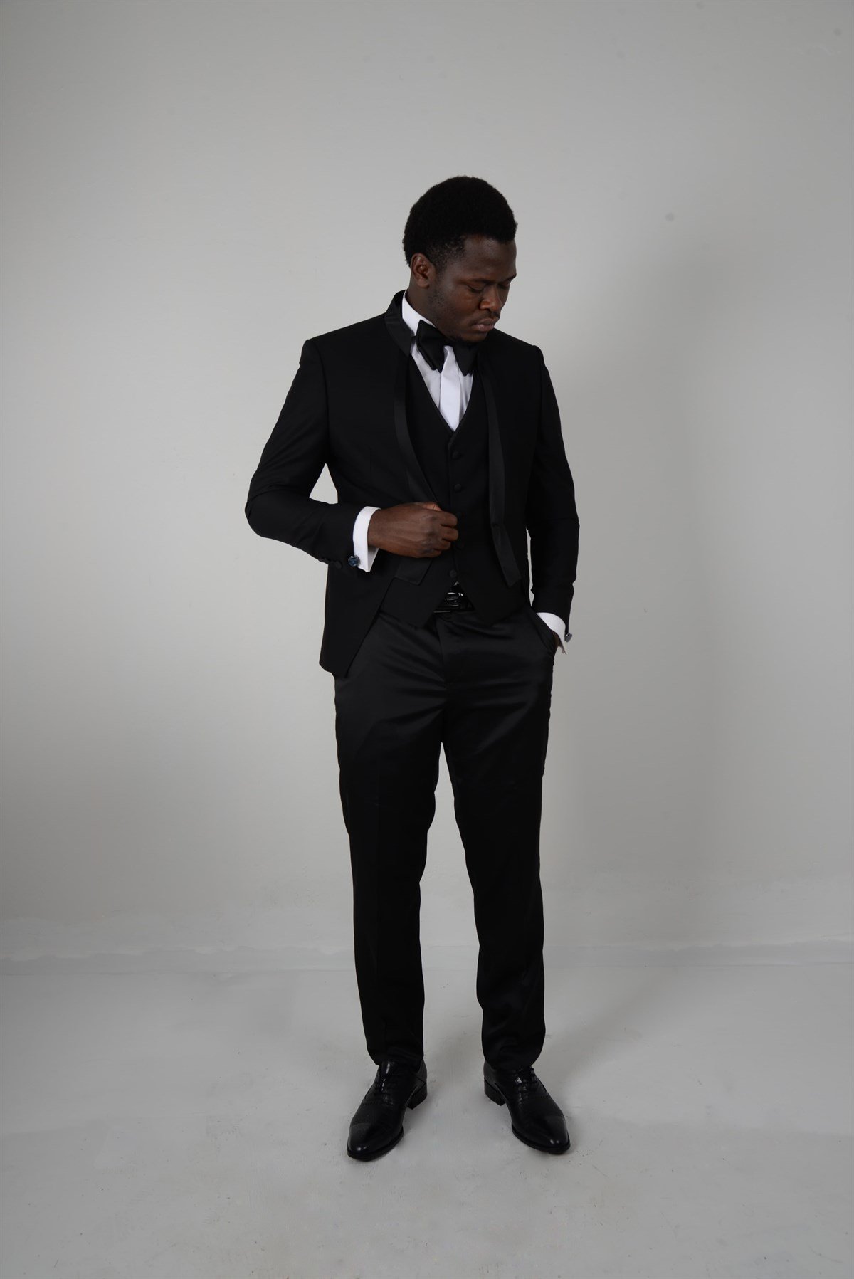 Maserto Slim Fit Siyah Smokin Düz Desenli