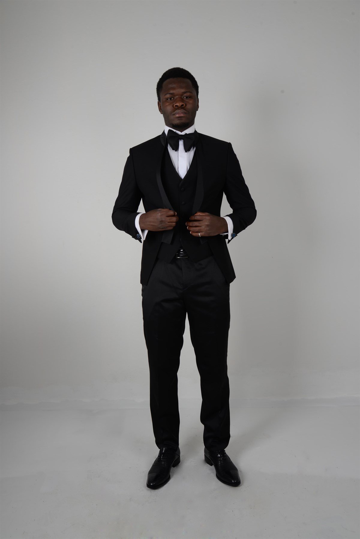 Maserto Slim Fit Siyah Smokin Düz Desenli