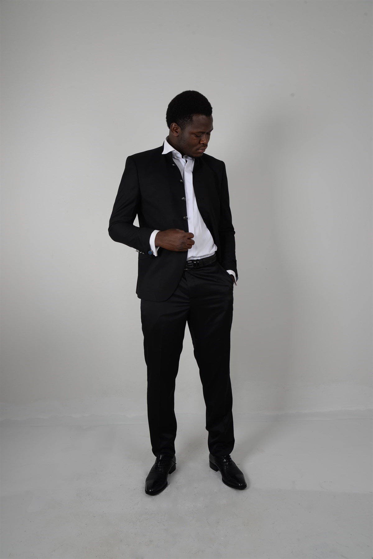 Maserto Slim Fit Siyah Smokin Düz Desenli