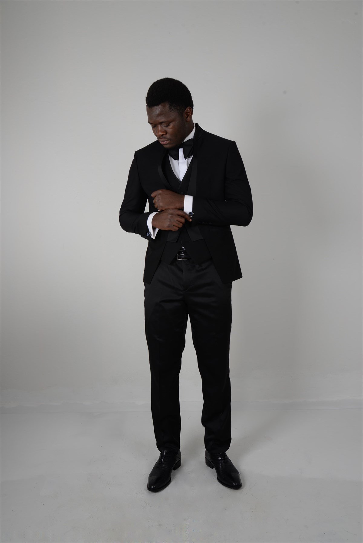 Maserto Slim Fit Siyah Smokin Düz Desenli