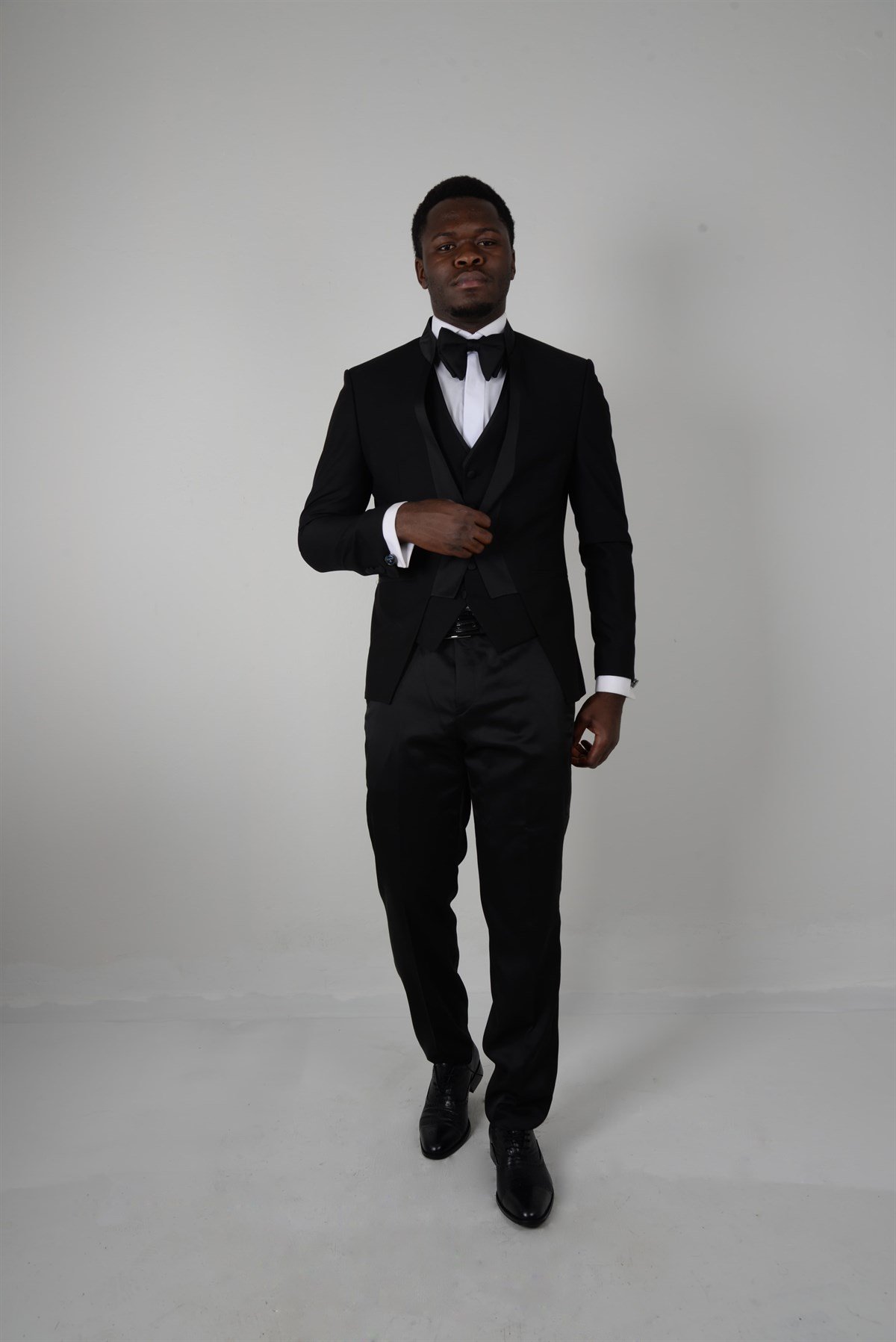 Maserto Slim Fit Siyah Smokin Düz Desenli