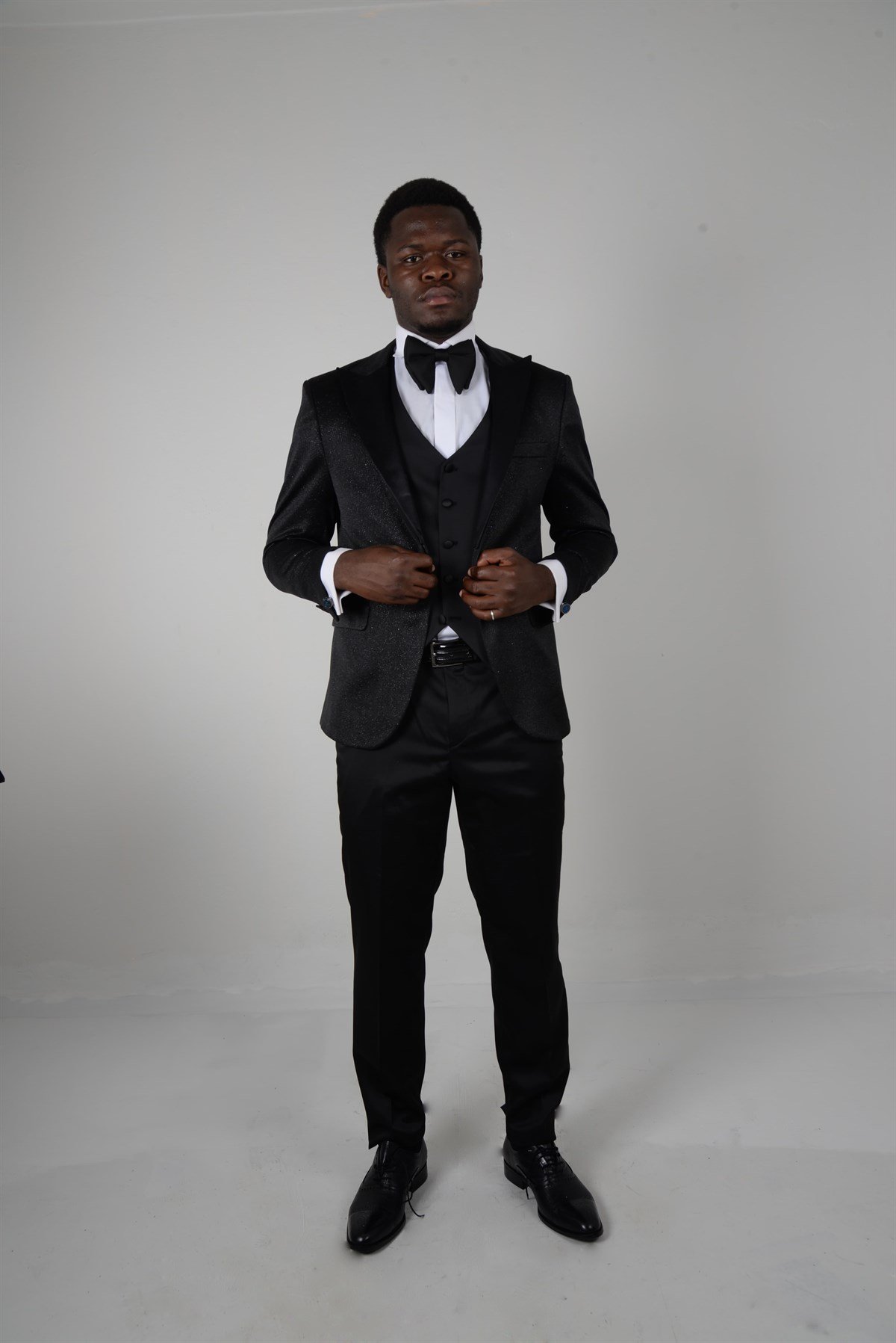 Maserto Slim Fit Siyah Smokin Parlak Desenli