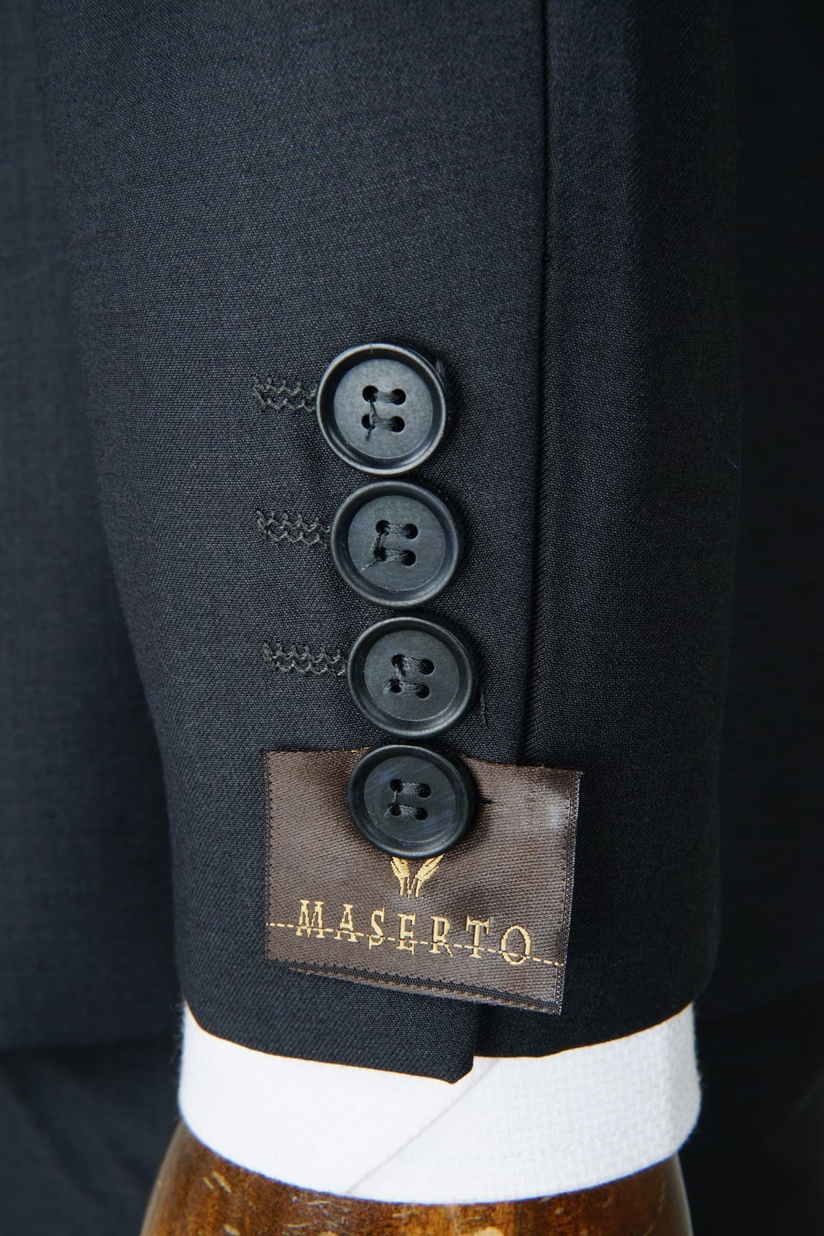 Maserto Slim Fit Siyah Takım Elbise Düz Desenli