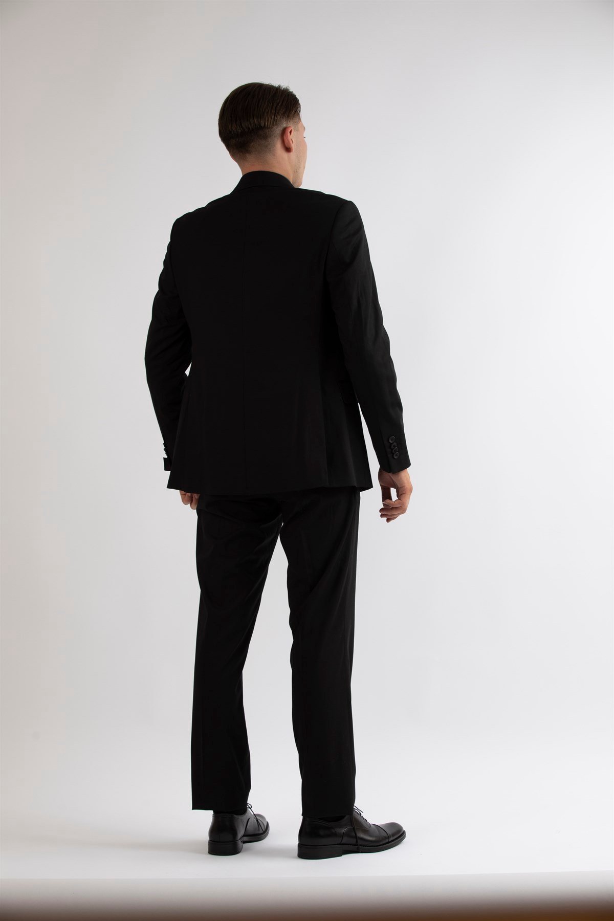 Maserto Slim Fit Siyah Takım Elbise Düz Desenli