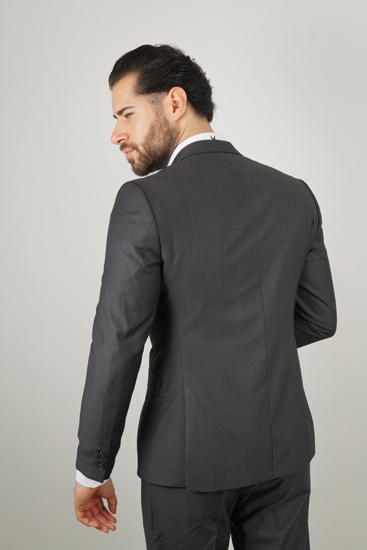 Maserto Slim Fit Siyah Takım Elbise Düz Desenli